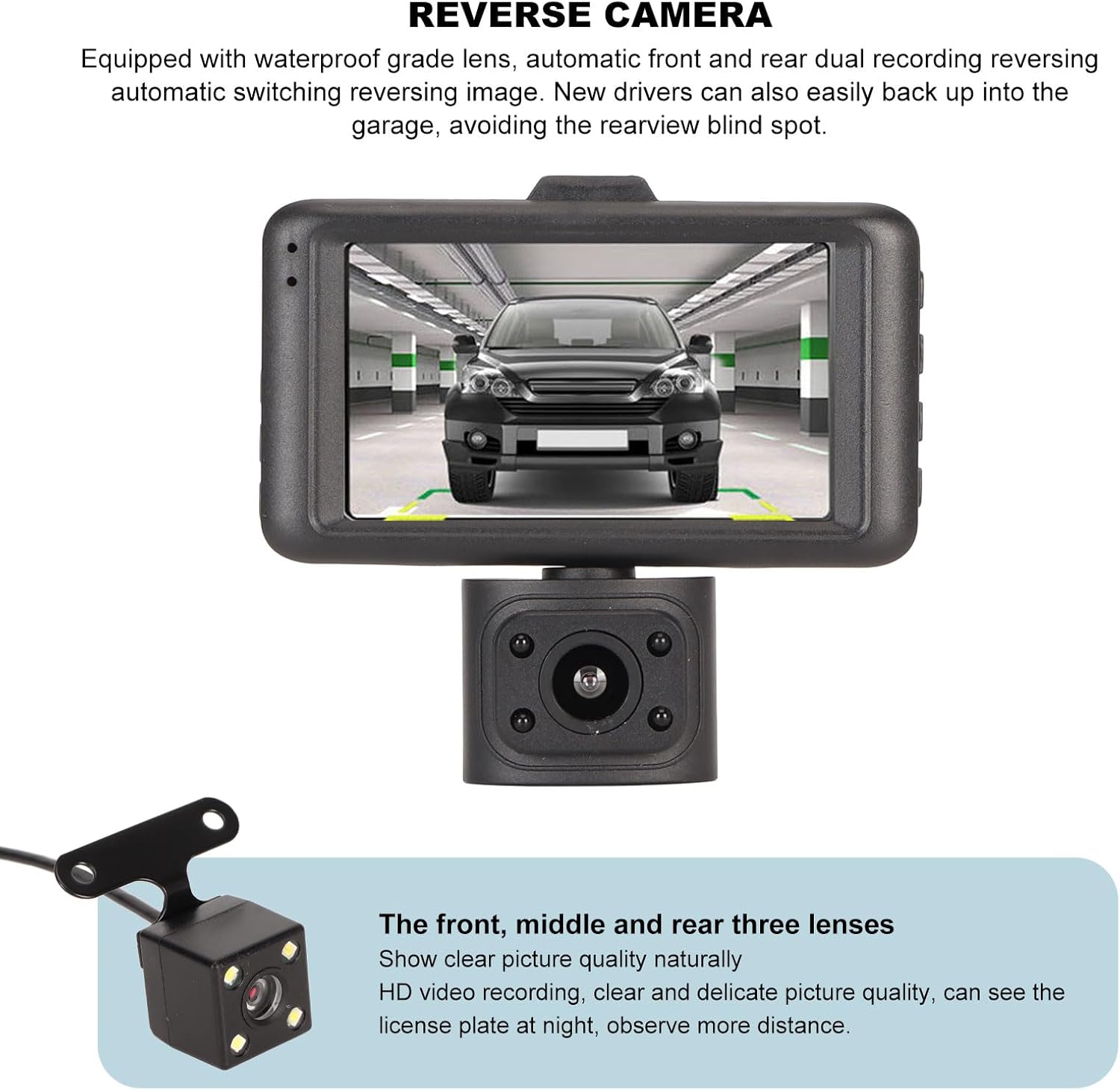 Dash Cam Front Rear, 1080P Full Dash Camera for Cars with 3.0 Inch Color Screen, Night Vision, 170°Wide Angle, 24H Parking Mode Loop Recording, Supports up to 32GB