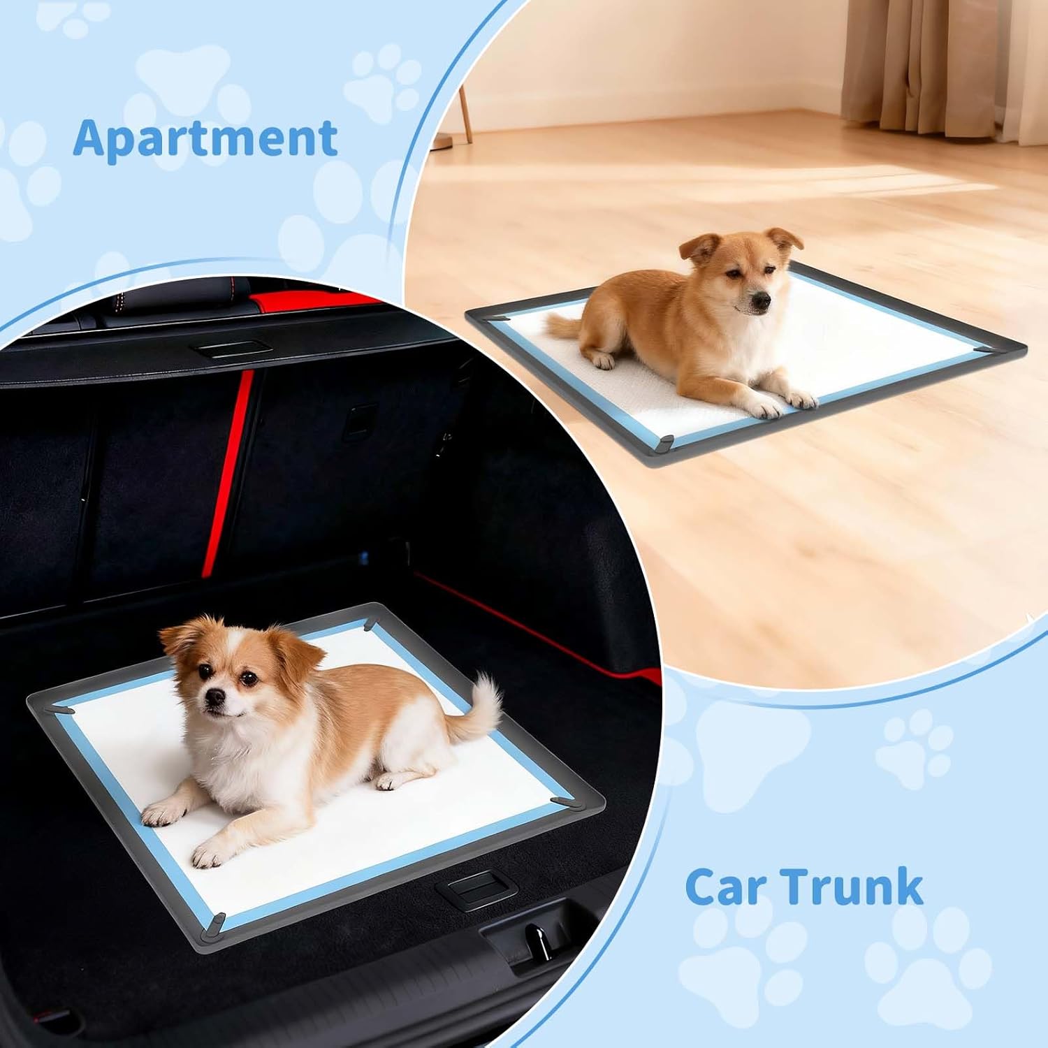 ALOOF Pee Pad Holder for Dogs, 24”x 24”Non-Slip Silicone Puppy Pad Holder with Integrated Magnetic Snaps, Raised Edge, Washable Training Pee Pad Tray for Floor Protection(Gray) - Image 8