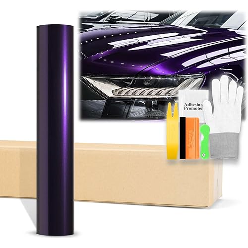 60"x720" (5FTx60FT) Super Gloss Metallic Midnight Purple Glossy Vinyl Wrap Auto Car Sticker Decal Film Sheet Bubble Free Air Release Technology with Tool Kit