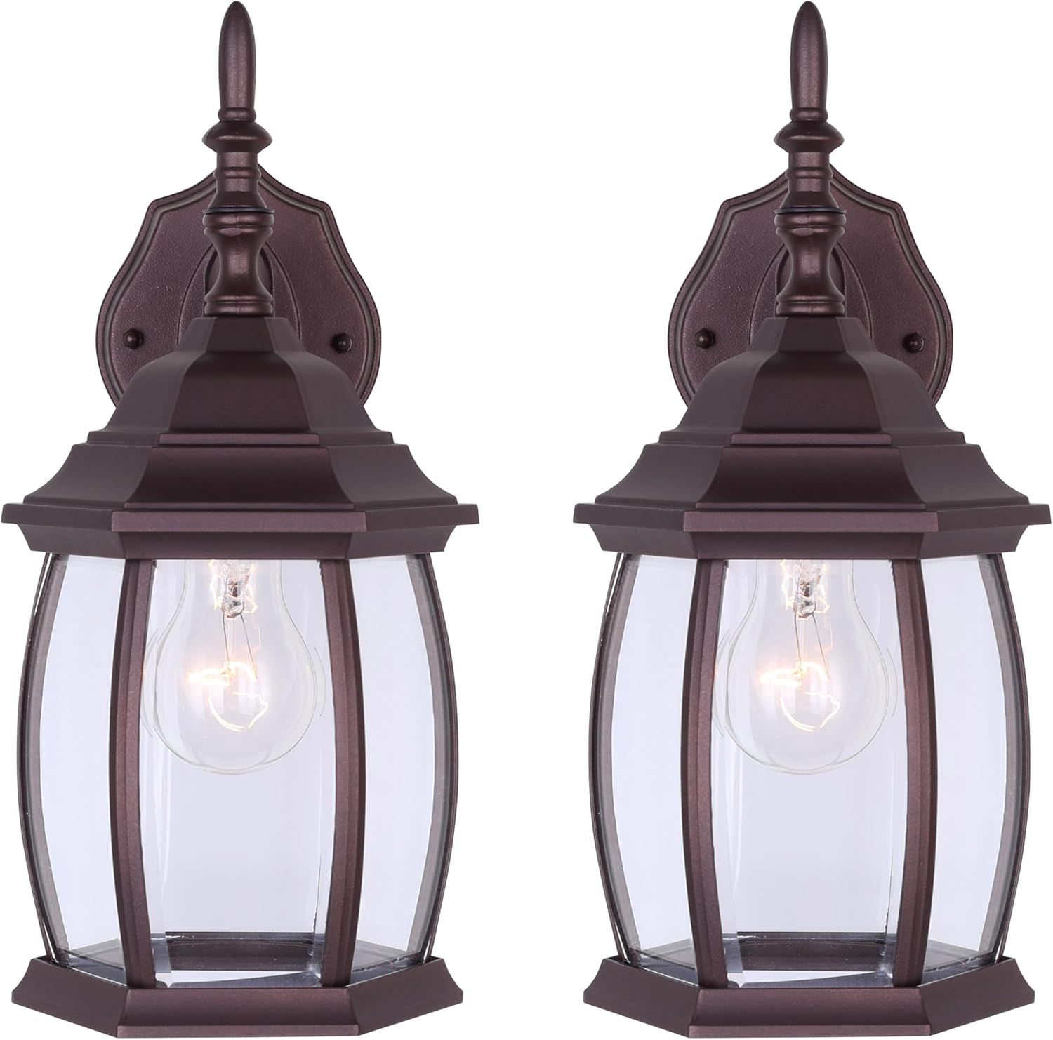 Canarm Outdoor Wall Lantern Twin Pack – Oil Rubbed Bronze Finish, Traditional Style Exterior Light Fixtures for Porch, Garage, or Entryway