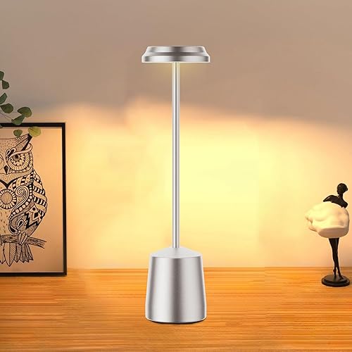Miniatura 8 de Lámparas de mesa LED inalámbricas, luz de mesa portátil recargable de 5000 mAh, funciona con pilas, control táctil de atenuación continua de 3