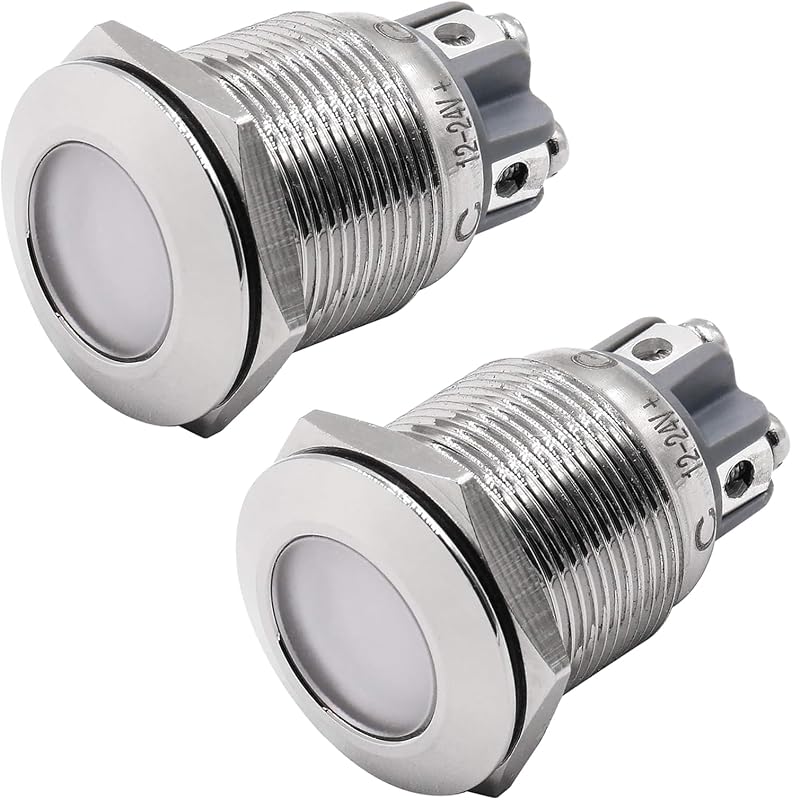 BAOMAIN 2-Pack 19mm RGB LED Indicator Light 12V-24V Waterproof Dash Signal | 3/4" Multicolor RGB Status Signaling,Durable Stainless Steel Build,12V-24V,Secure 4-Screw Terminals,IP65 Waterproof