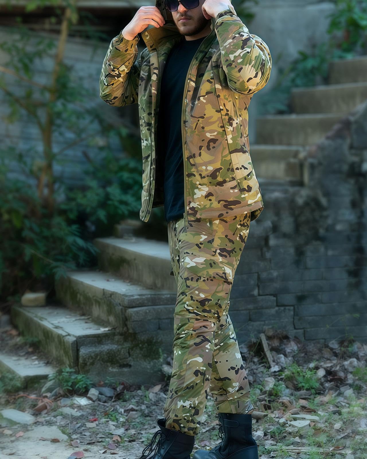 Conjunto Chaqueta y PantalóN TáCtico para Hombre, Uniforme Militar Caza ACU, Traje 2 Piezas con MúLtiples Bolsillos