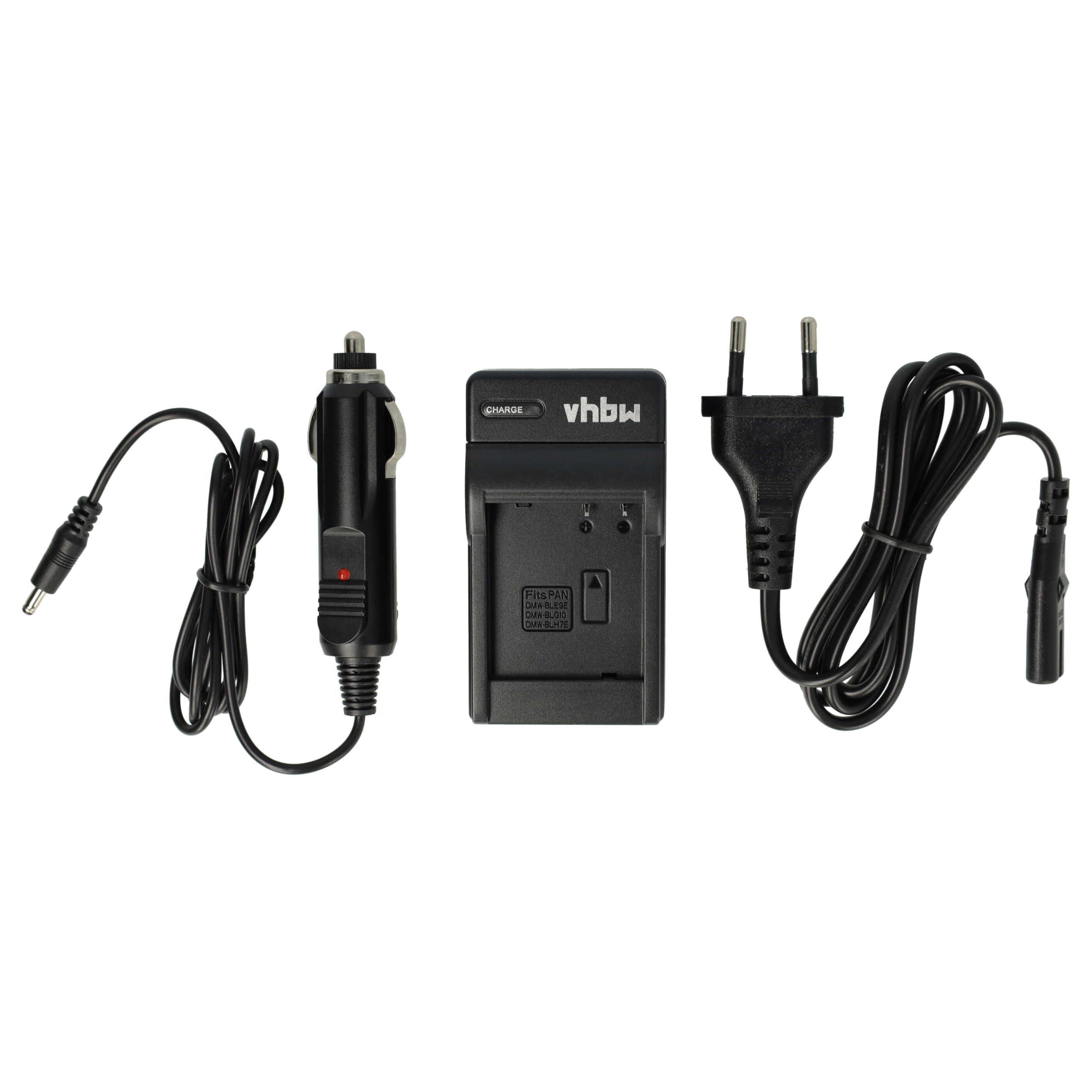 vhbw Chargeur de Batterie Compatible avec Panasonic Lumix DMC-TZ100, DMC-TZ202 caméra, DSLR, Action-cam - Chargeur + Adaptateur Allume-Cigare