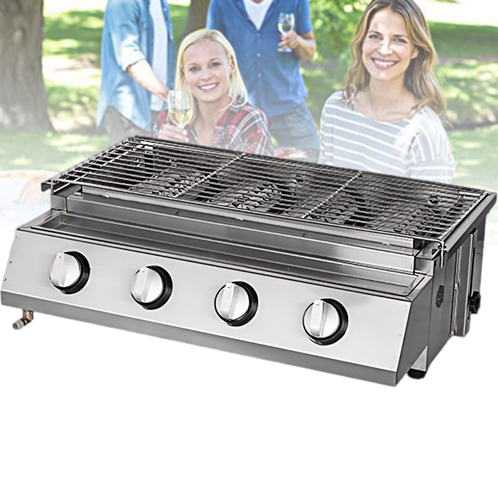 Grill gazowy stołowy, grill LPG, grill kempingowy, piknik, grill ogrodowy, grill ze stali nierdzewnej, grill bezdymny 4-Burner
