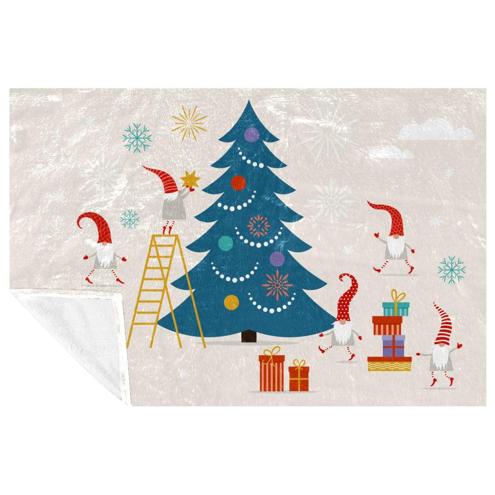 Couverture de lit motif Père Noël chaude et douce lavable 150x100