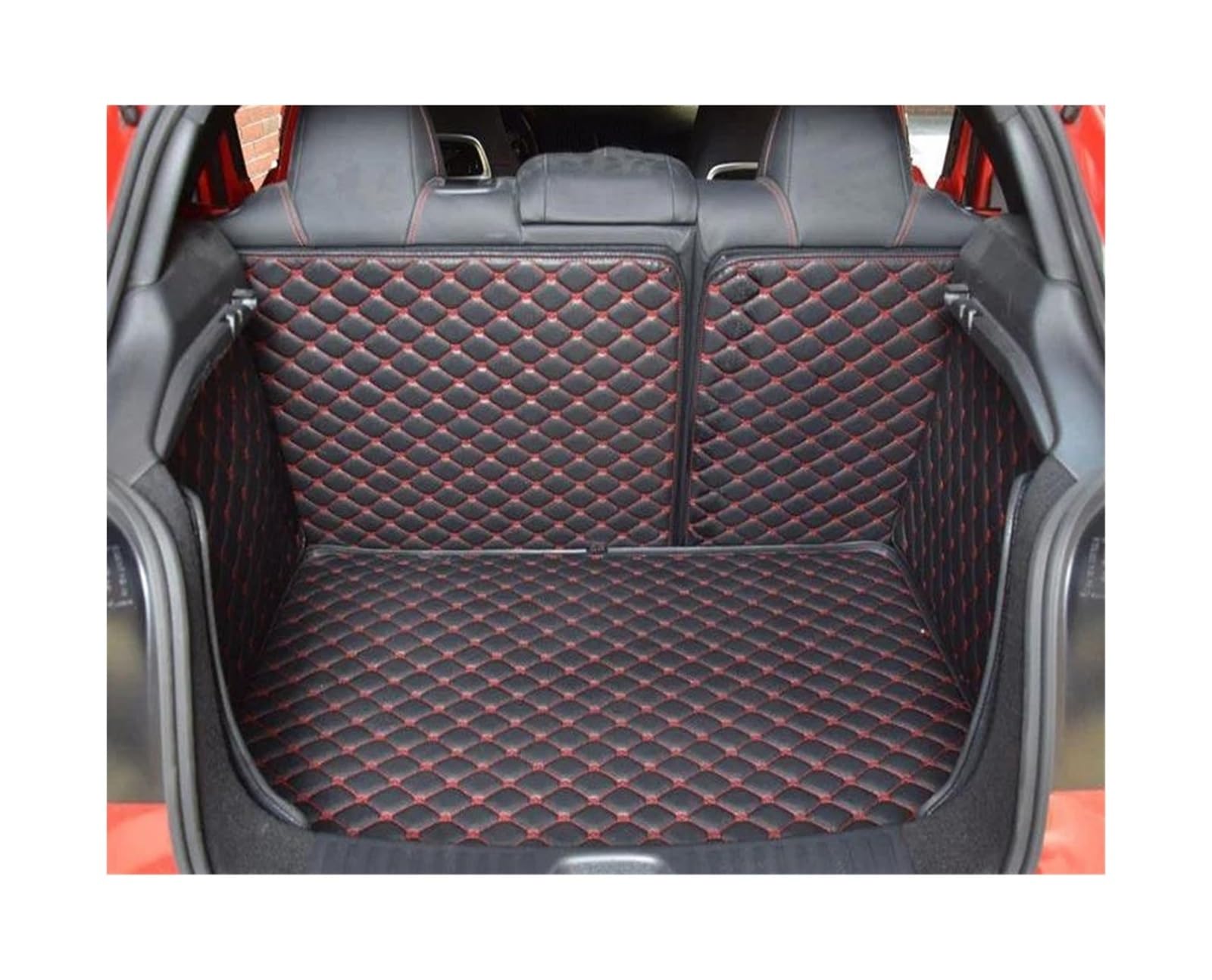 Kofferraumwanne Für Mercedes A-Klasse W176 2013-2018 - Leder Matte In Schwarz-Rot
