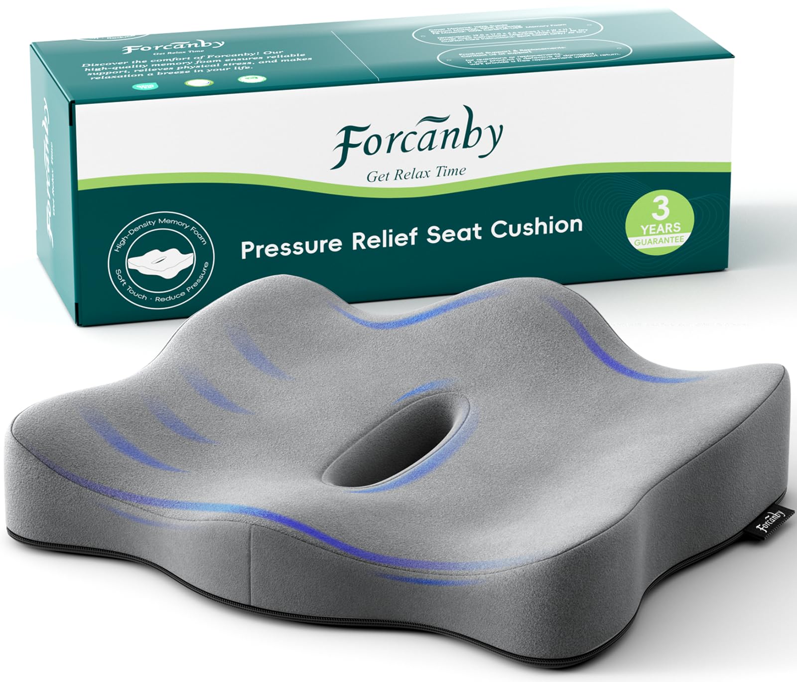 Seat Cushions for Office Chairs - Pressure Relief Seat Cushion - Car Seat Cushions for Pressure Relief, Tailbone Pain, Sciatica & Back Pain Relief for Office Chairs (Grey)