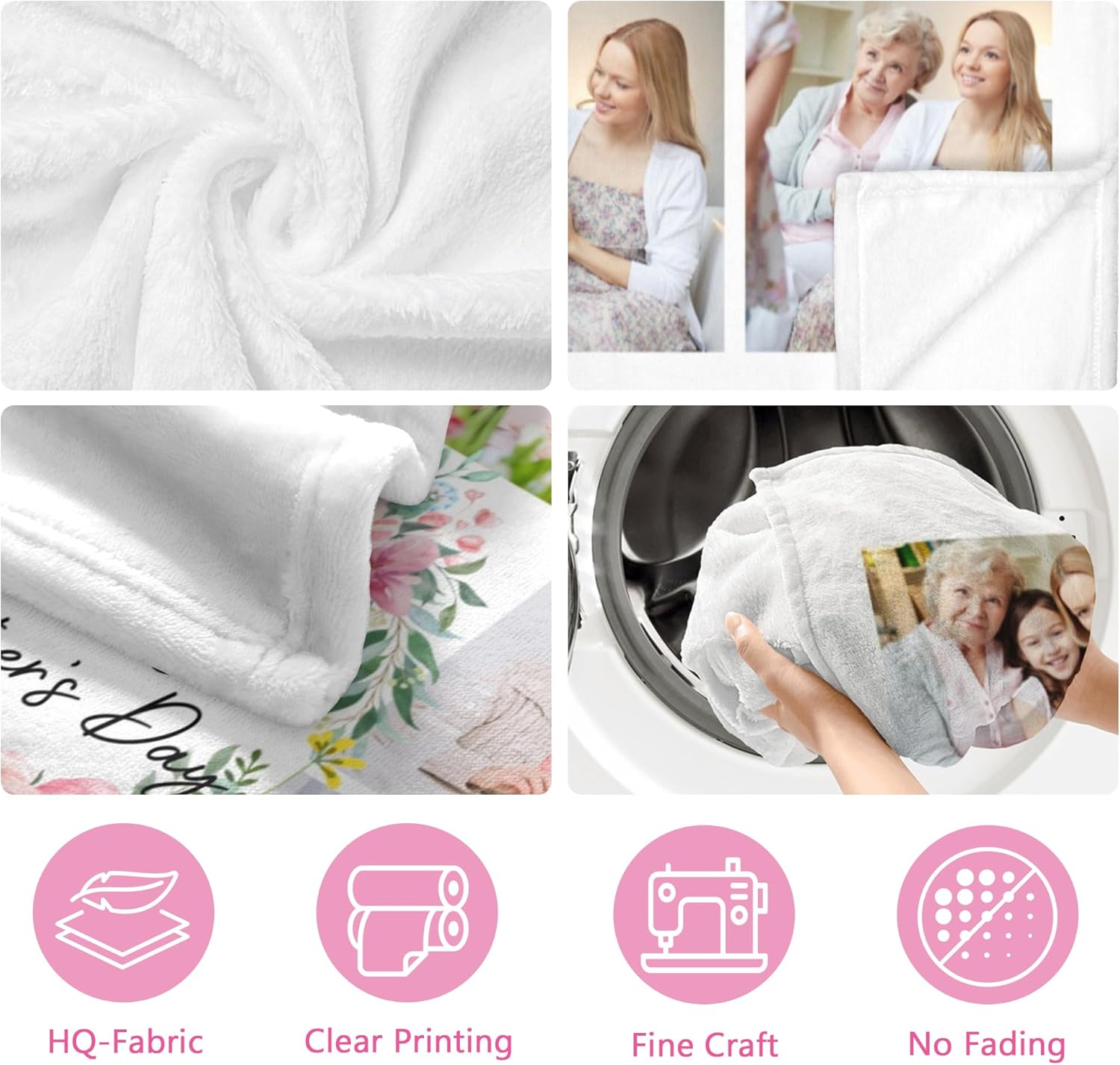 Nana Blanket Personalized Gifts Mothers Day Blanket for Nana from Grandkids Custom Blankets with Photos Picture Throw Customized Photo Blankets Christmas Mothers Day Birthday Gift - Image 6