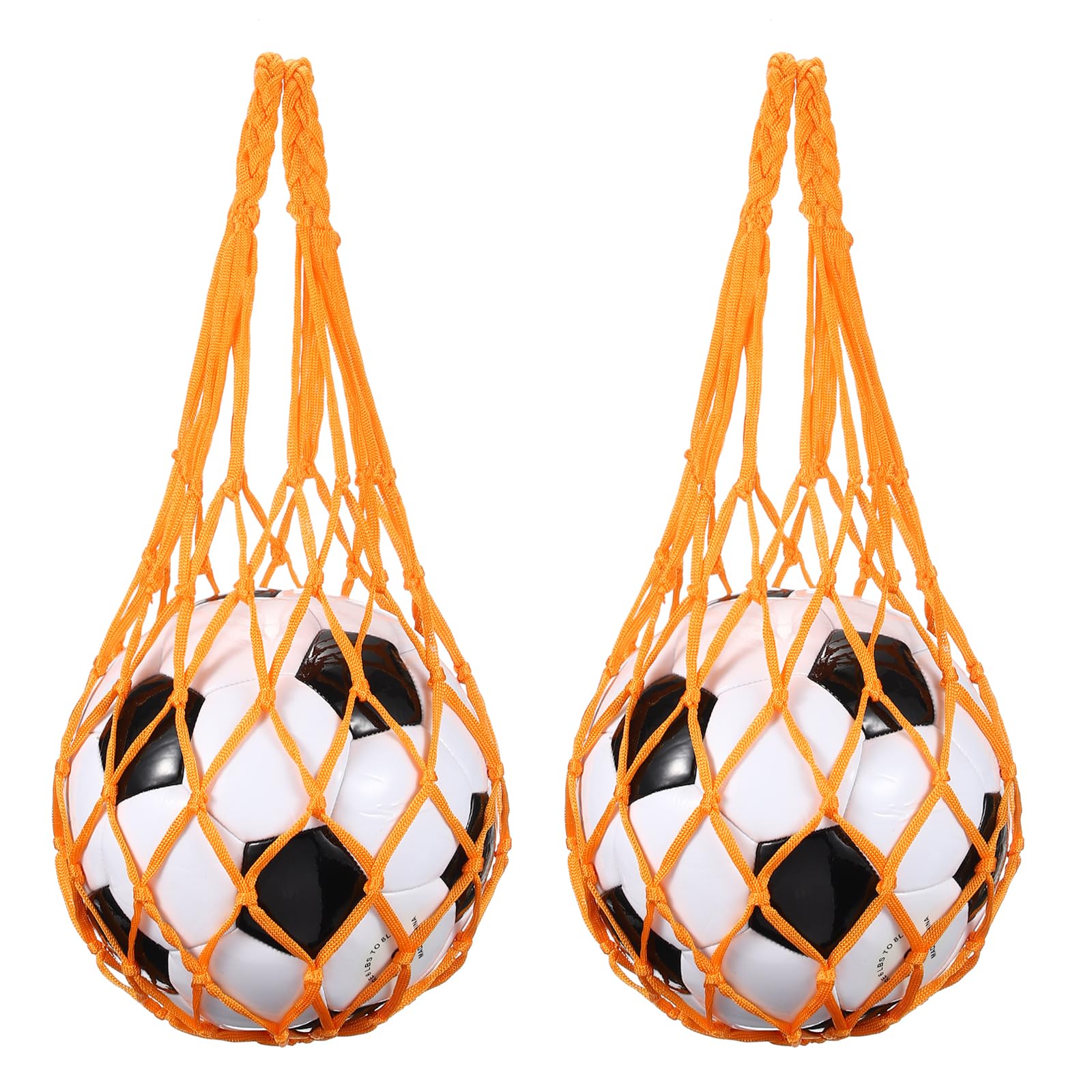 sourcing map 2 Pcs Basketball Net Bags, Nylon Soccer Ball Holder Portable Multifunctional Single Ball Mesh Net Bag for Storage Basketball Soccer Rugby Balls, Yellow