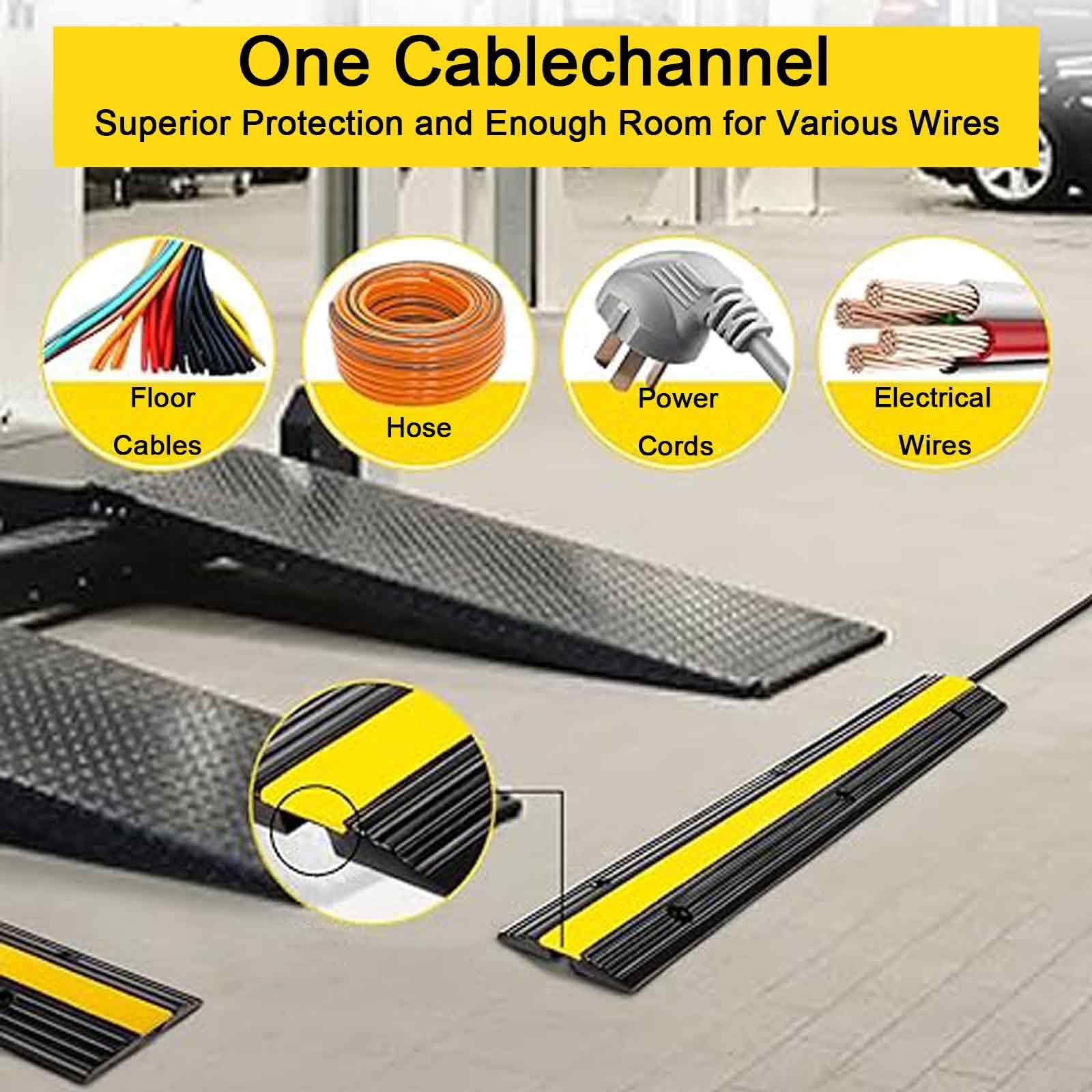 Protector de Cables Paquete de 2, Reductor Velocidad de 1 Canal, Cubre Cables Suelo para Entradas de Vehículos, Ideal para Oficinas en Casa o Exteriores