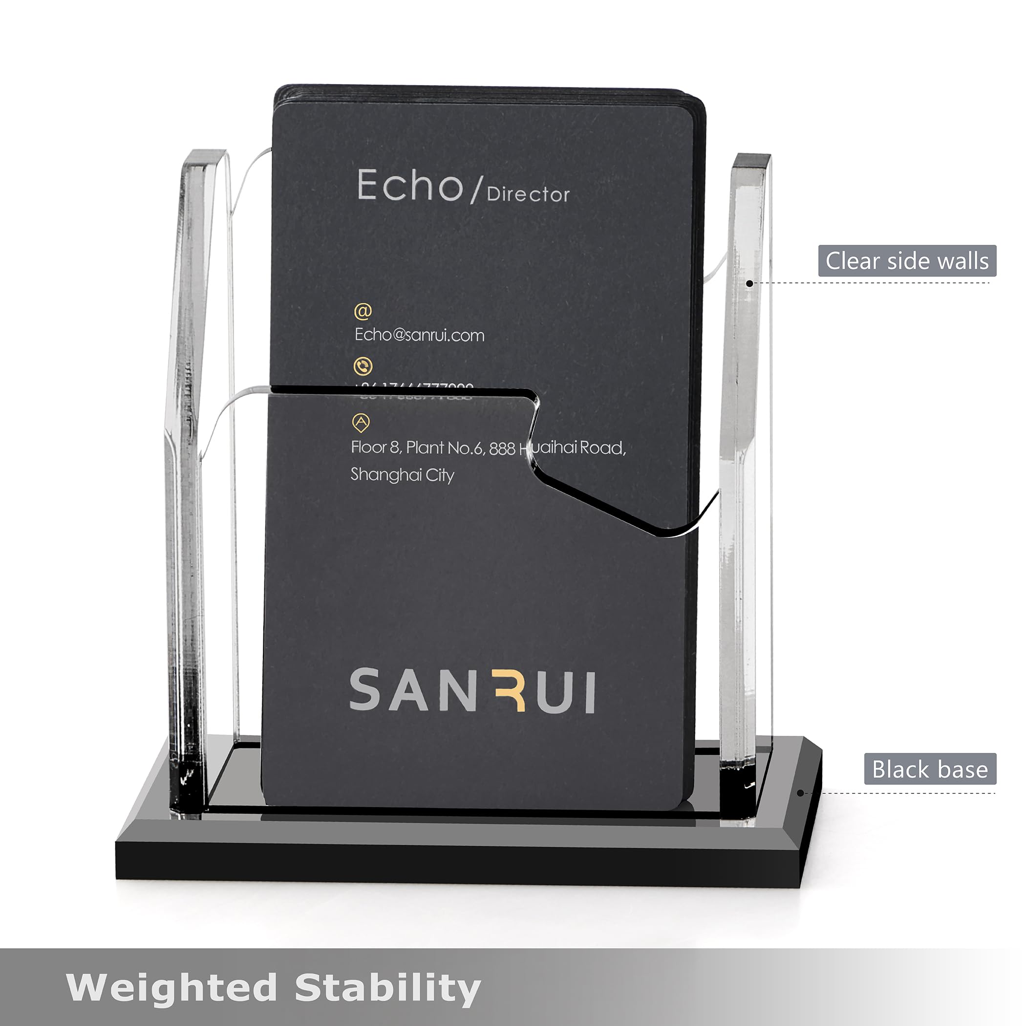 Black Acrylic Business Card Holder - Desk Organizer -7 Black Acrylic Business Card Holder - Desk Organizer -7