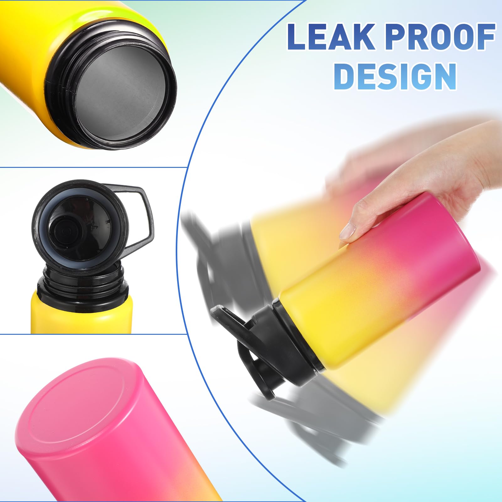 Mimorou Paquete de 10 botellas de agua de aluminio reutilizables a granel, multicolor, para deportes al aire libre, para viajes, gimnasio, ciclismo, camping, tapa a presión (color degradado, 17 onzas)