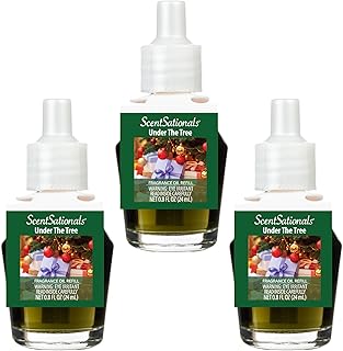 Scentsationals Fragrance Oil Plug In Air Freshener Refills 3-Pack - Under the Tree - Works with Scentsationals Wall Plugs, Long-Lasting Home Fragrance, 0.8 fl oz Each, Packaging May Vary