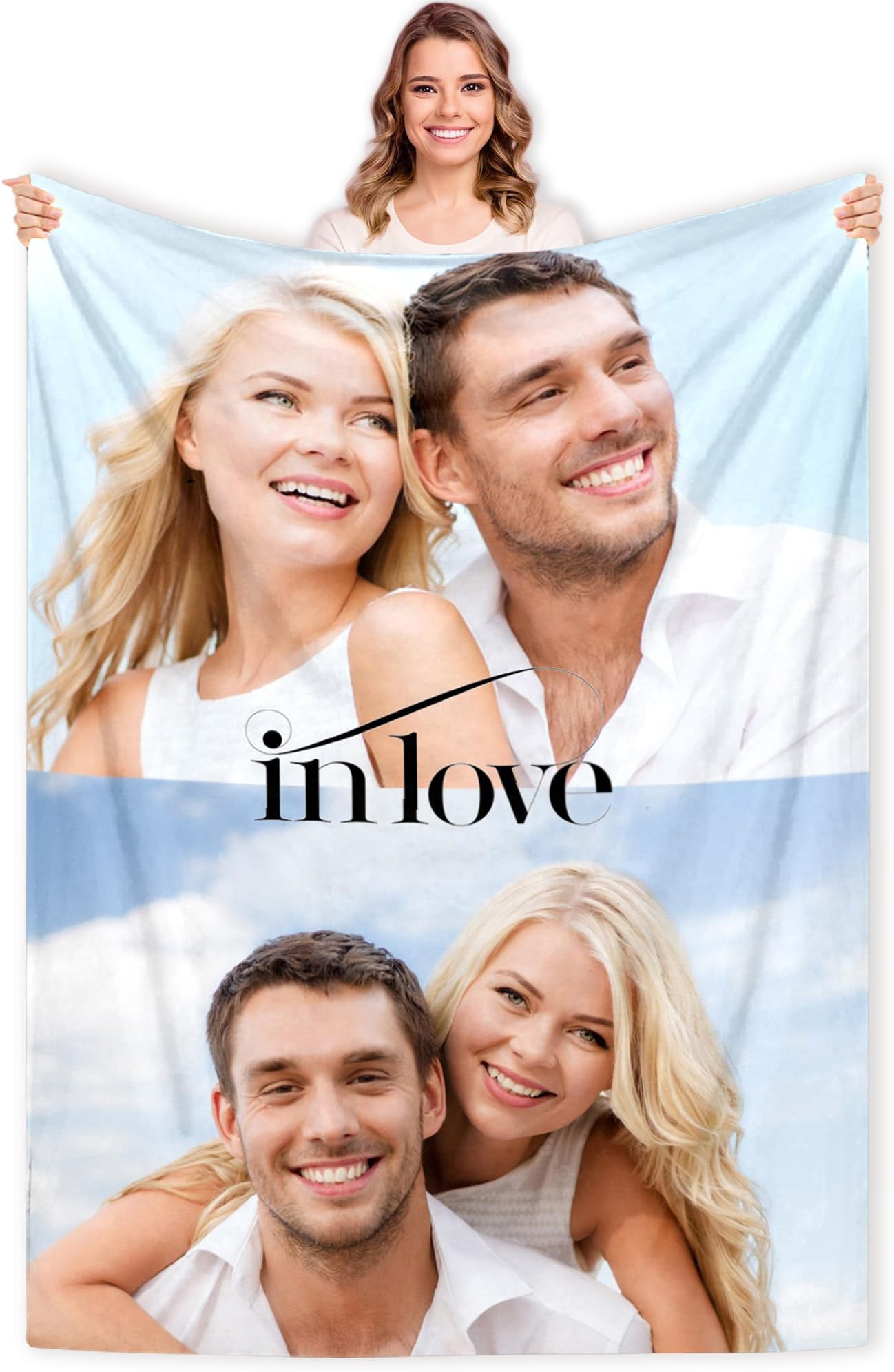 personalised blanket Custom Blanket with Photos Text.Custom Blanket with 1-9 Photo Collages.Flannel Blankets for Family Birthday Wedding Gift Fits Couch Sofa Bedroom Living Room-80cmX120cm