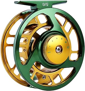 Sougayilang Fly Fishing Reel Large Arbor Right Left-Handed 2+1 BB with CNC-Machined Aluminum Alloy Body and Spool in Fly Reel Sizes 5/6