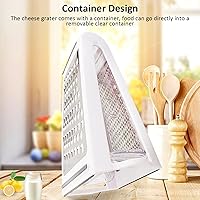 Vista 4 de Rallador de queso, de doble cara ABS y PS Material Grips Box Rallador de alimentos, rallador de alimentos con un recipiente transparente para queso
