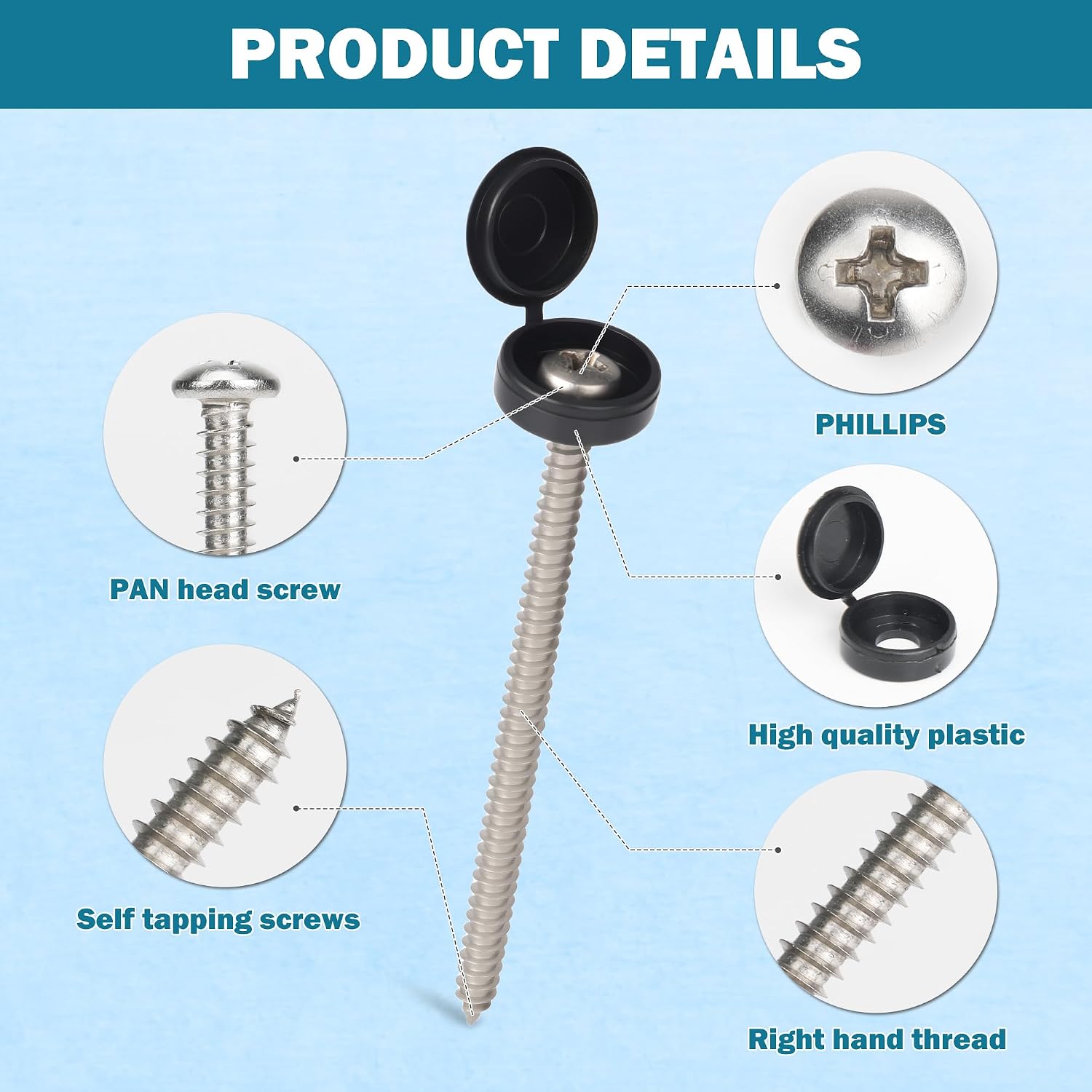 50 Set 3inch Shutter Screws and Caps 10 Wood Screws with Caps