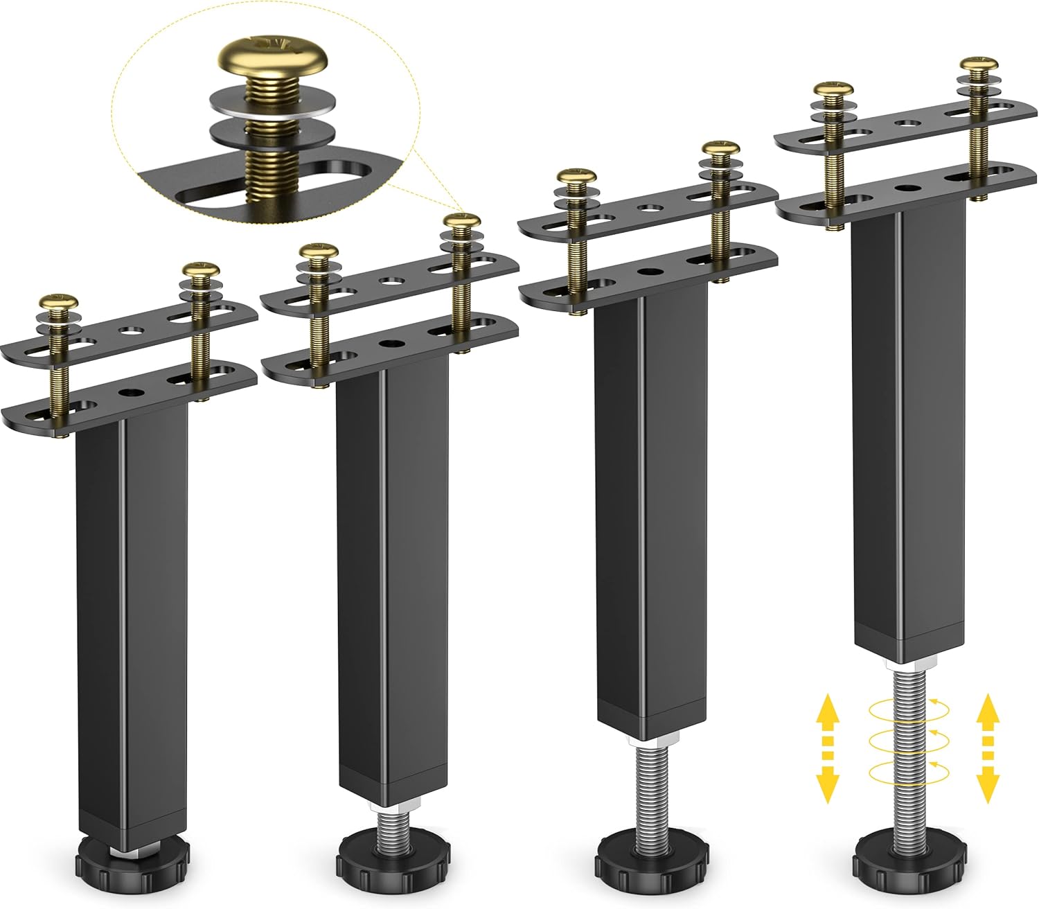 Likapop 4Pcs Adjustable Bed Frame Support Legs, Bed Frame