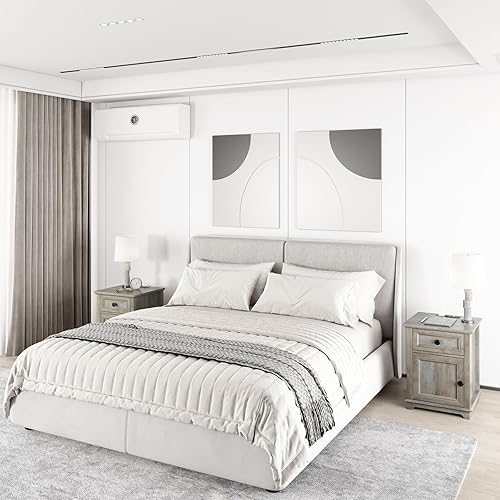 Miniatura 17 de Mesa auxiliar con estación de carga, mesa auxiliar de 18 pulgadas con cajón, mesita de noche para sala de estar, mesita de noche de 24 pulgadas de