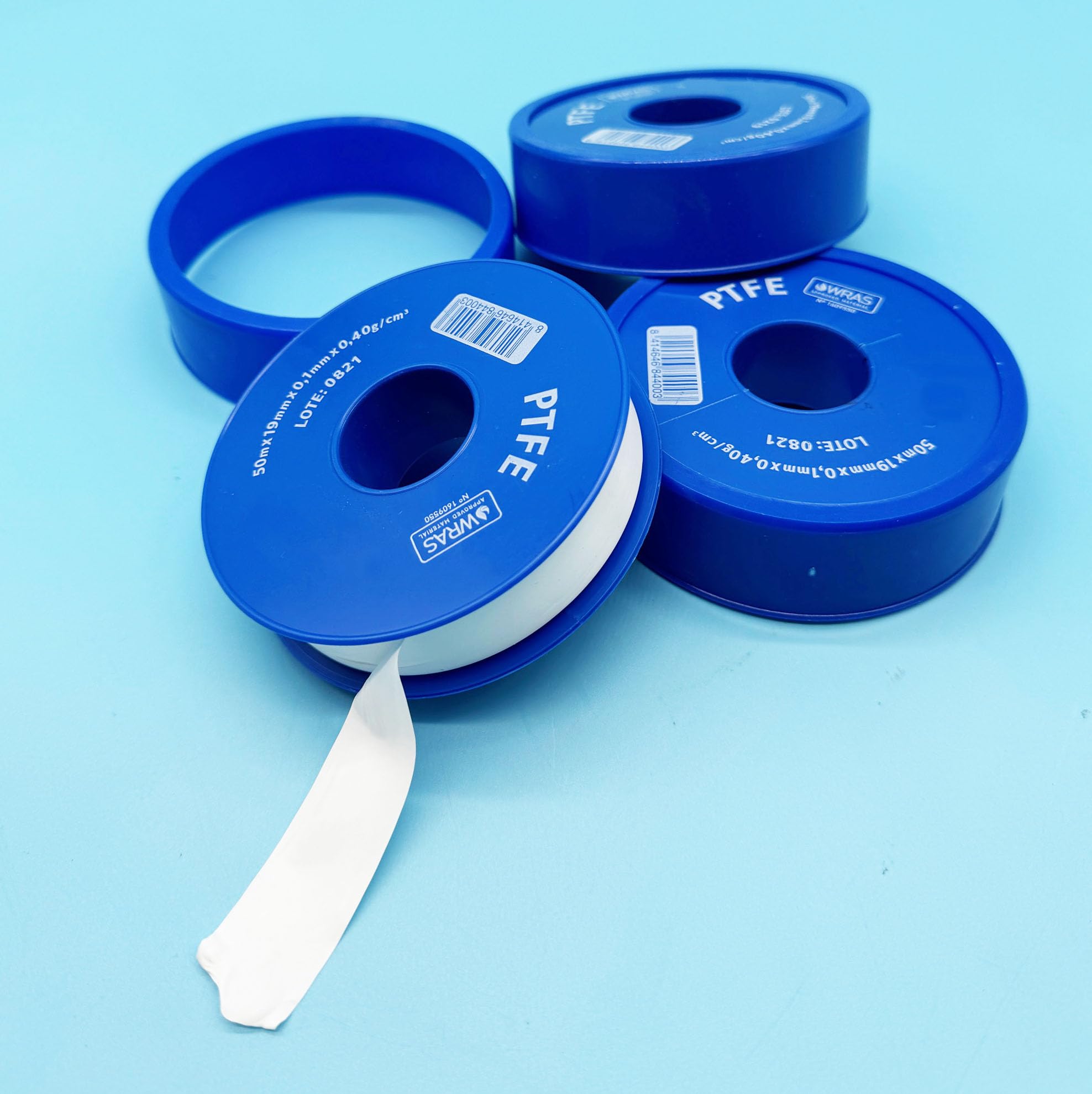 3 Unidades de Rollo de Teflon Grande (Medidas Rollo: 50 metros x 19 mm x 0.1 mm x 0,40 gr/cm3)