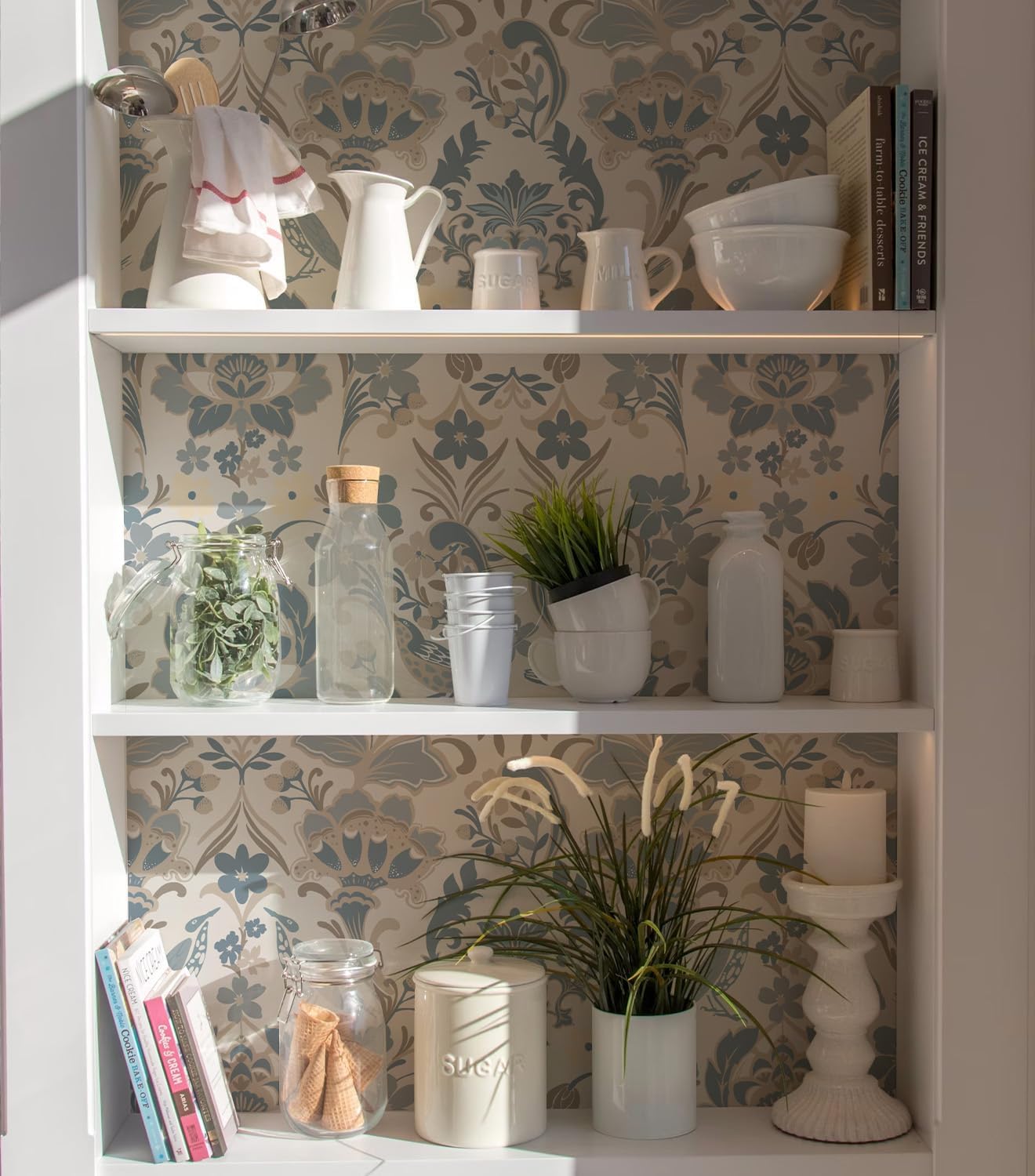 Peel and Stick Wallpaper Aqua Blue Coral Reef Marine Fish Wallcovering Coastal Wallpaper Removable Contact Paper for Home Bathroom Decorations (Soft Blue, 17.3"x472.44")