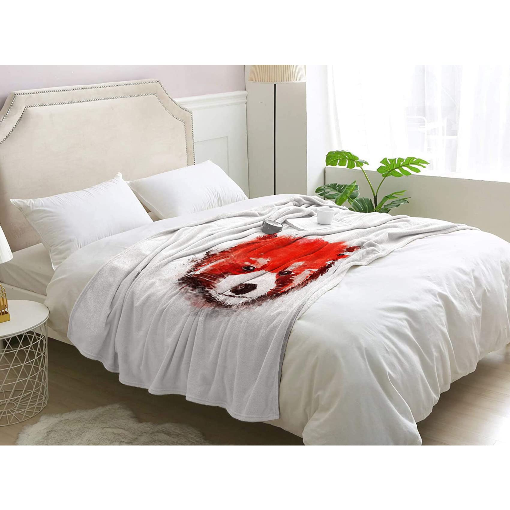 Couvertures et plaids pour canapé et lit BUKITA couverture polaire panda rouge