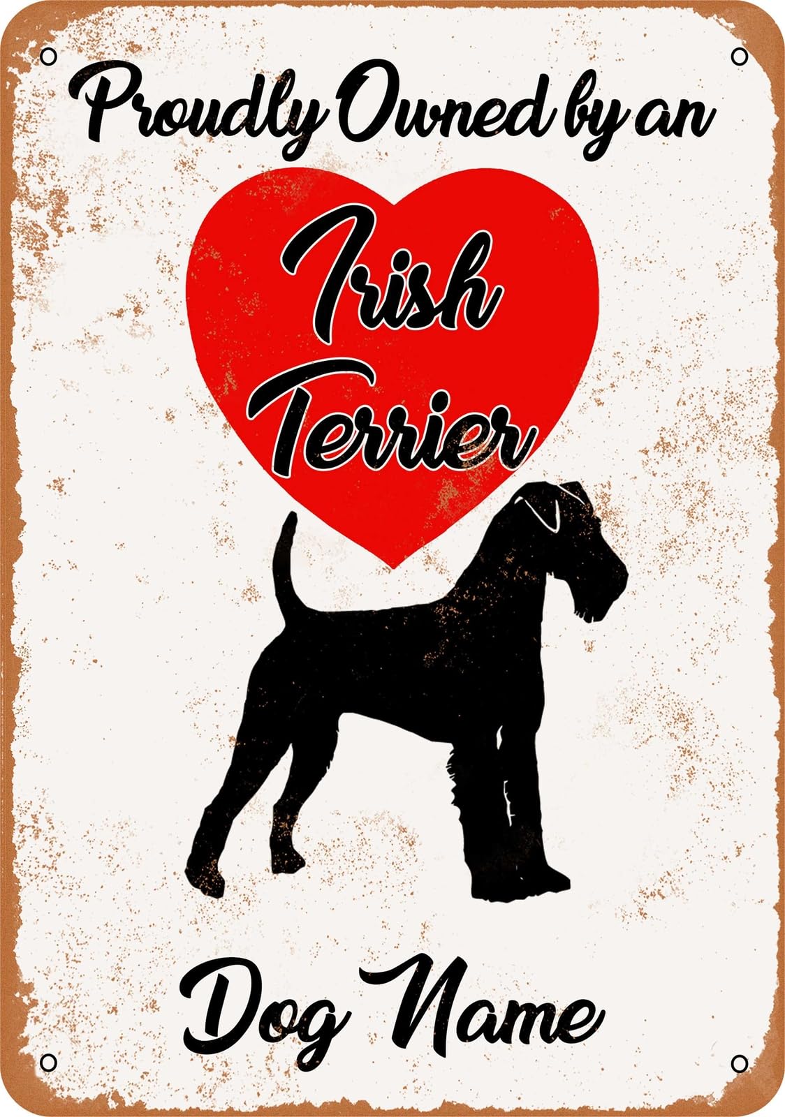 Metal Sign - CUSTOM DOG NAME - Irish Terrier - Vintage Look home decor