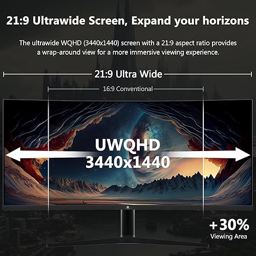 Z-Edge 34 Inch Ultrawide Curved Gaming Monitor 165Hz 1ms MPRT, 3440x1440 UWQHD, 21:9 VA Panel, Tilt Swivel Height Adjustable, FreeSync, DisplayPort (165Hz) HDMI (100Hz), PIP & PBP, Black - 2