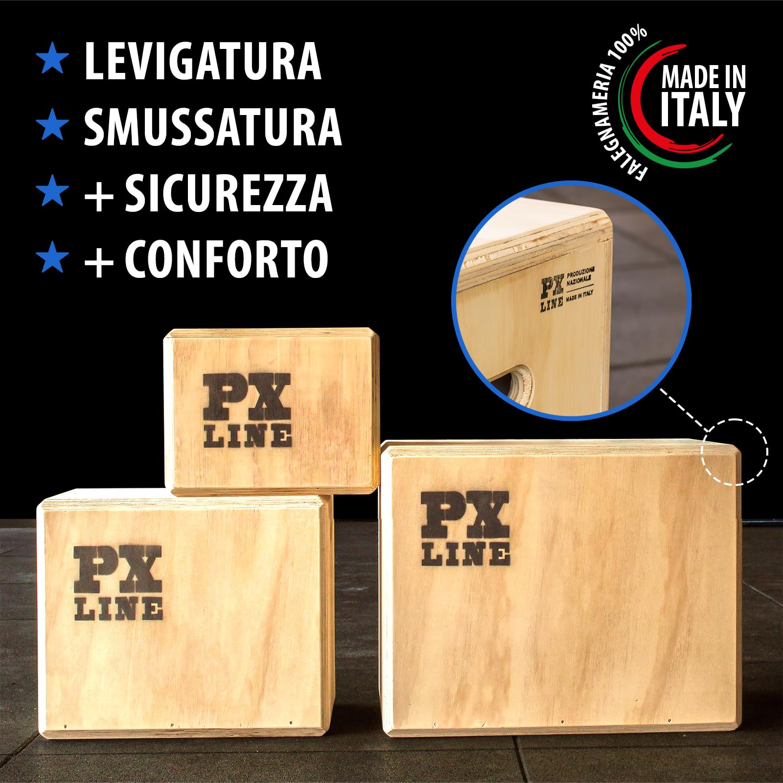 PLYOBOX Line – Plyo Box in Legno 3 in 1 - già Montata | Box Pliometrico Home Gym e Palestra - Crossfit, Salto, Functional Training – Artigianale e Made in Italy.