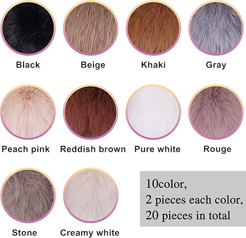 Miniatura 9 de BQTQ 20 pompones de piel sintética de conejo con lazo elástico, pompón esponjoso para sombreros, zapatos, bufandas, guantes, bolsas, accesorios (10