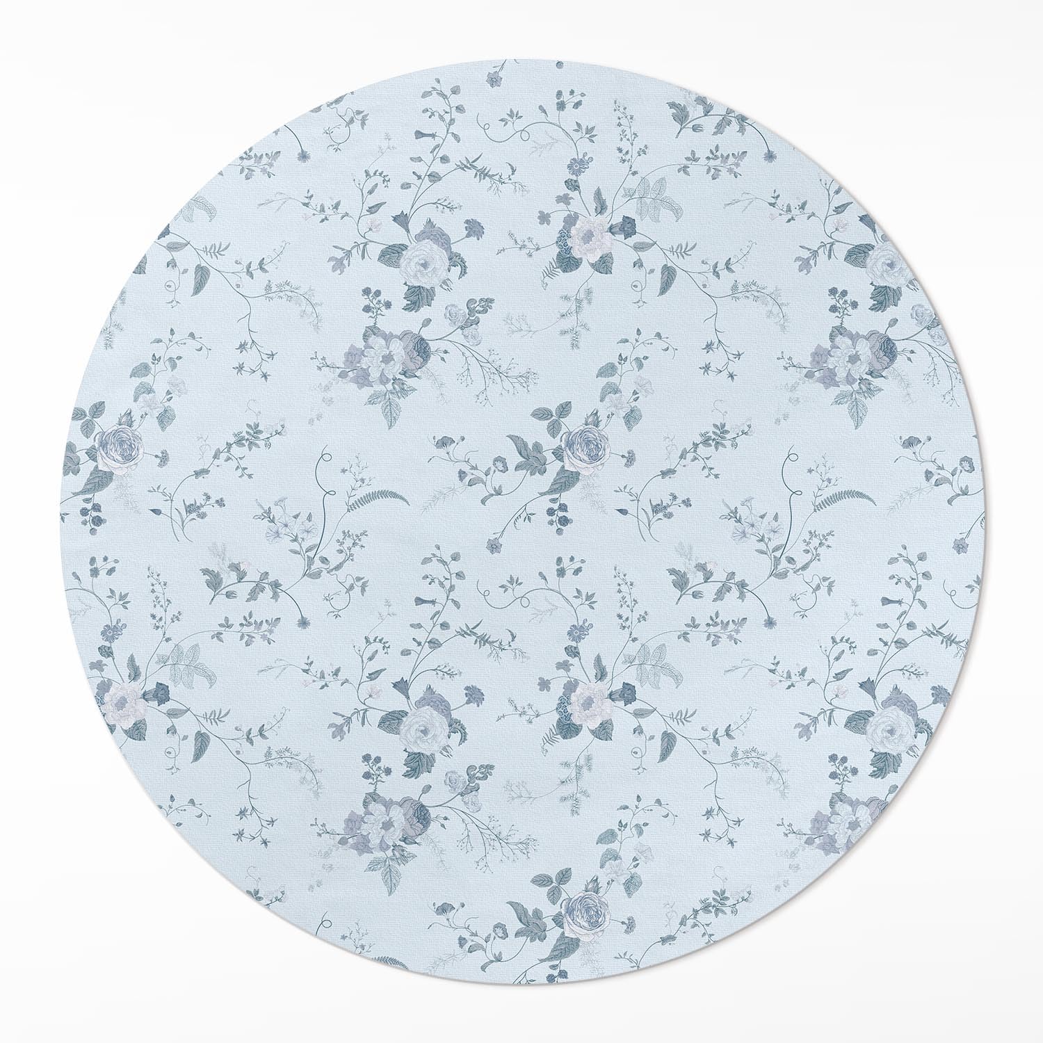 Tapis vinyle rond ø70 cm de cuisine et salon aux fleurs subtiles