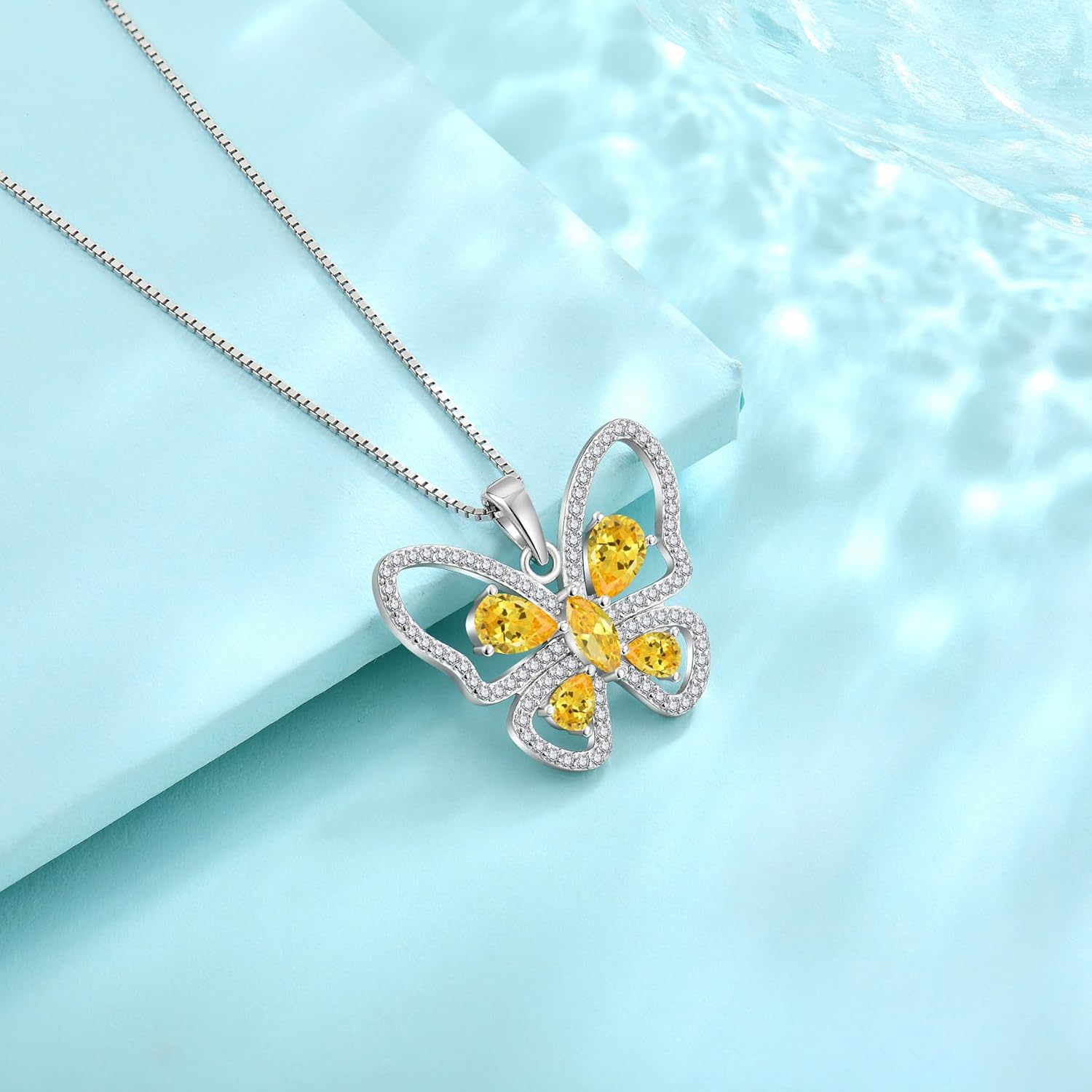 Butterfly Pendant Necklace 925 Sterling Silver Cubic Zirconia Birthstone Jewelry Gifts for Women Wife Mother Her - Image 5