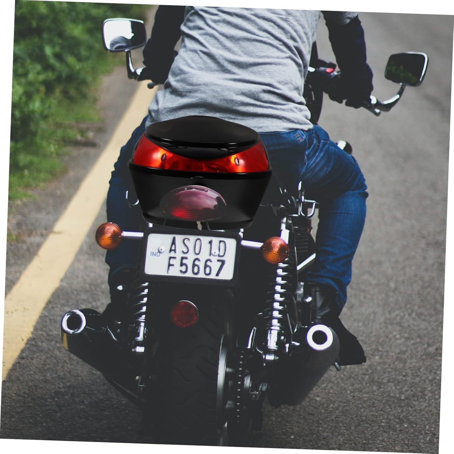 Motorcycle Rear Storage Trunk Case Lock Easy to Install Black Tail Box for Scooter and Moped Durable Heat-resistant Material Travel