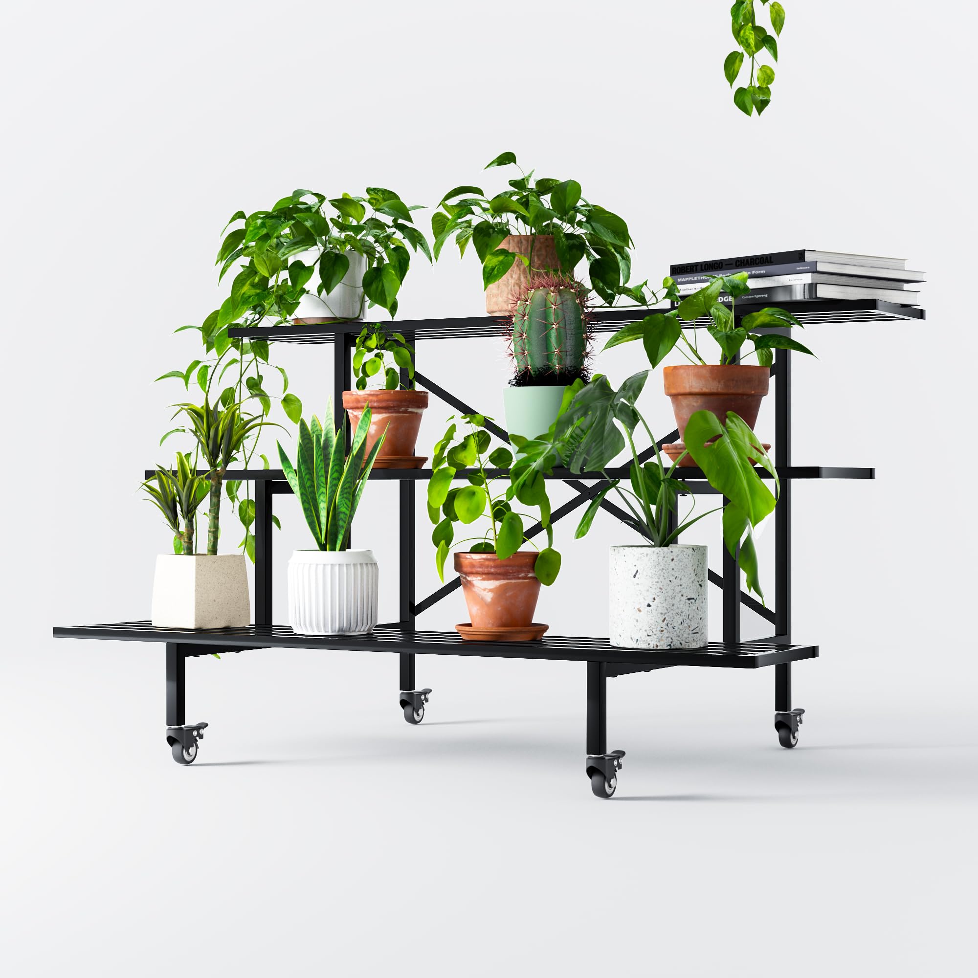 Amazon.com: Zhongma 3 Tier Sturdy Metal Plant Stand with Wheels