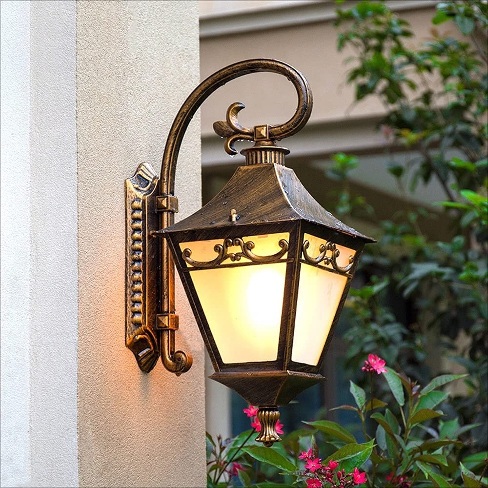 VDOQTLJT Glass Lantern Wall Sconce Light V-intage Outdoor Waterproof Rustproof Lamp Outside Decoration Aluminum Metal Compatible with Corridor Villa Patio Garden Chandelier Ceiling Fixt