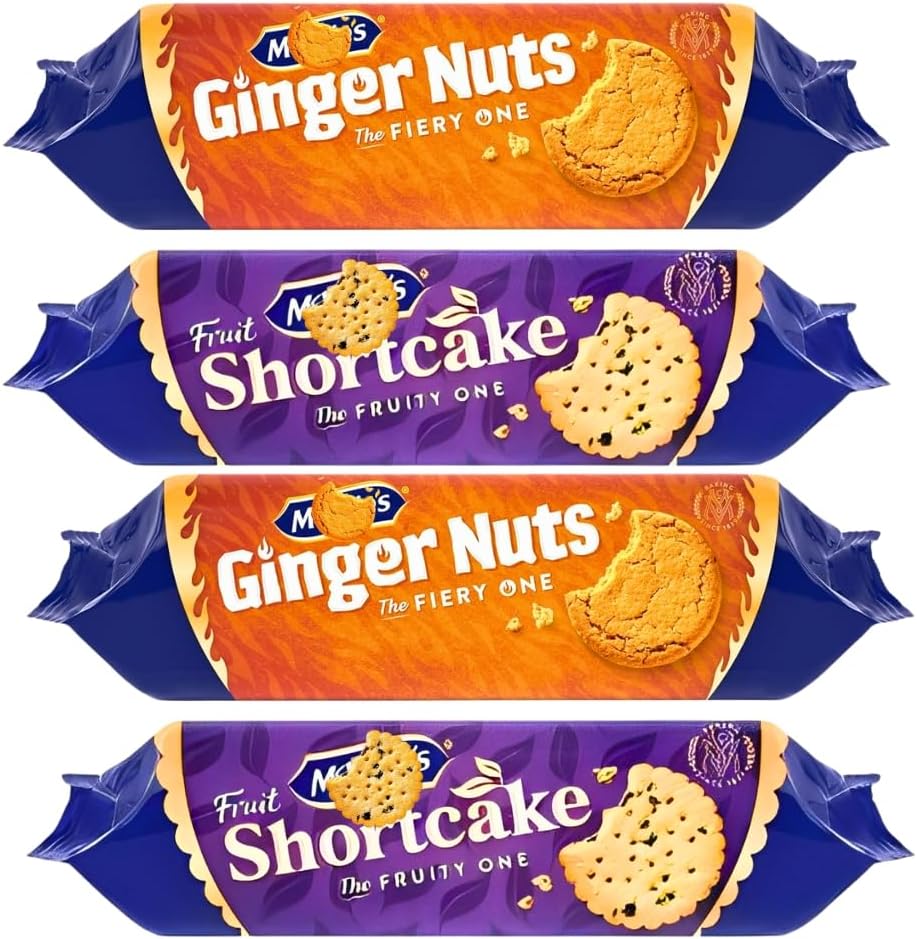 Ginger Biscuits Fiery Flavor & Fruit Shortcake Fruity Cookies   Crunchy and Sweet Assorted Biscuits Bundle Pack of 4