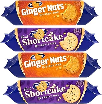 Ginger Biscuits Fiery Flavor & Fruit Shortcake Fruity Cookies   Crunchy and Sweet Assorted Biscuits Bundle Pack of 4