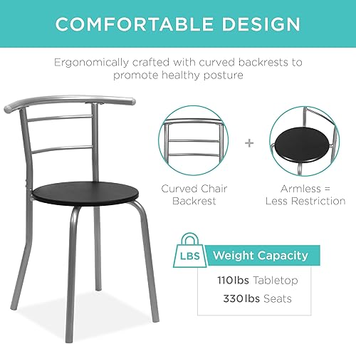 Miniatura 4 de Best Choice Products - Conjunto de mesa redonda y sillas de madera Negro, Negro/Marrón, Negro/Plateado, Espresso, Natural, Blanco/Marrón