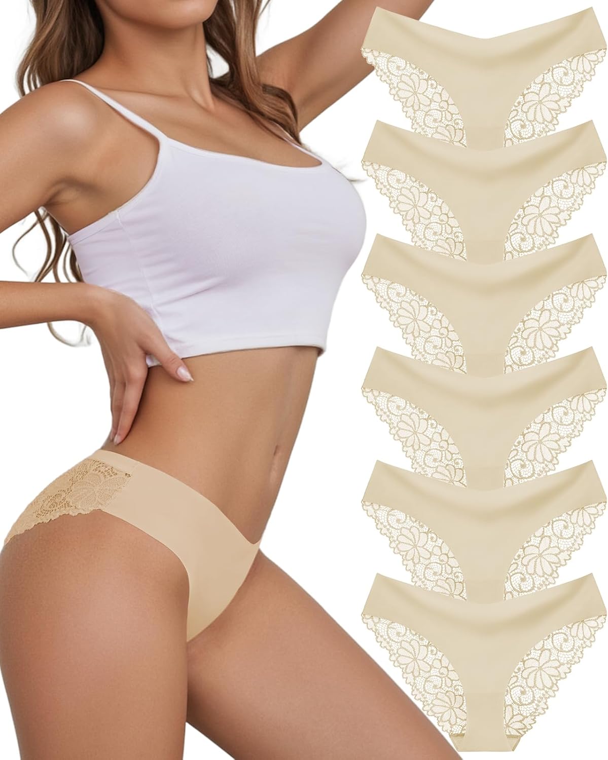 Sexy Cheeky Womens Underwear Comfortable Seamless Panties Luxurious Lace Bikini Briefs