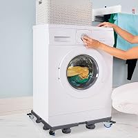 XMTECH Állítható Mosógép Alap 45-75cm, Görgős Hordozható Talp Mosógéphez Hűtőhöz Szárítógéphez 8