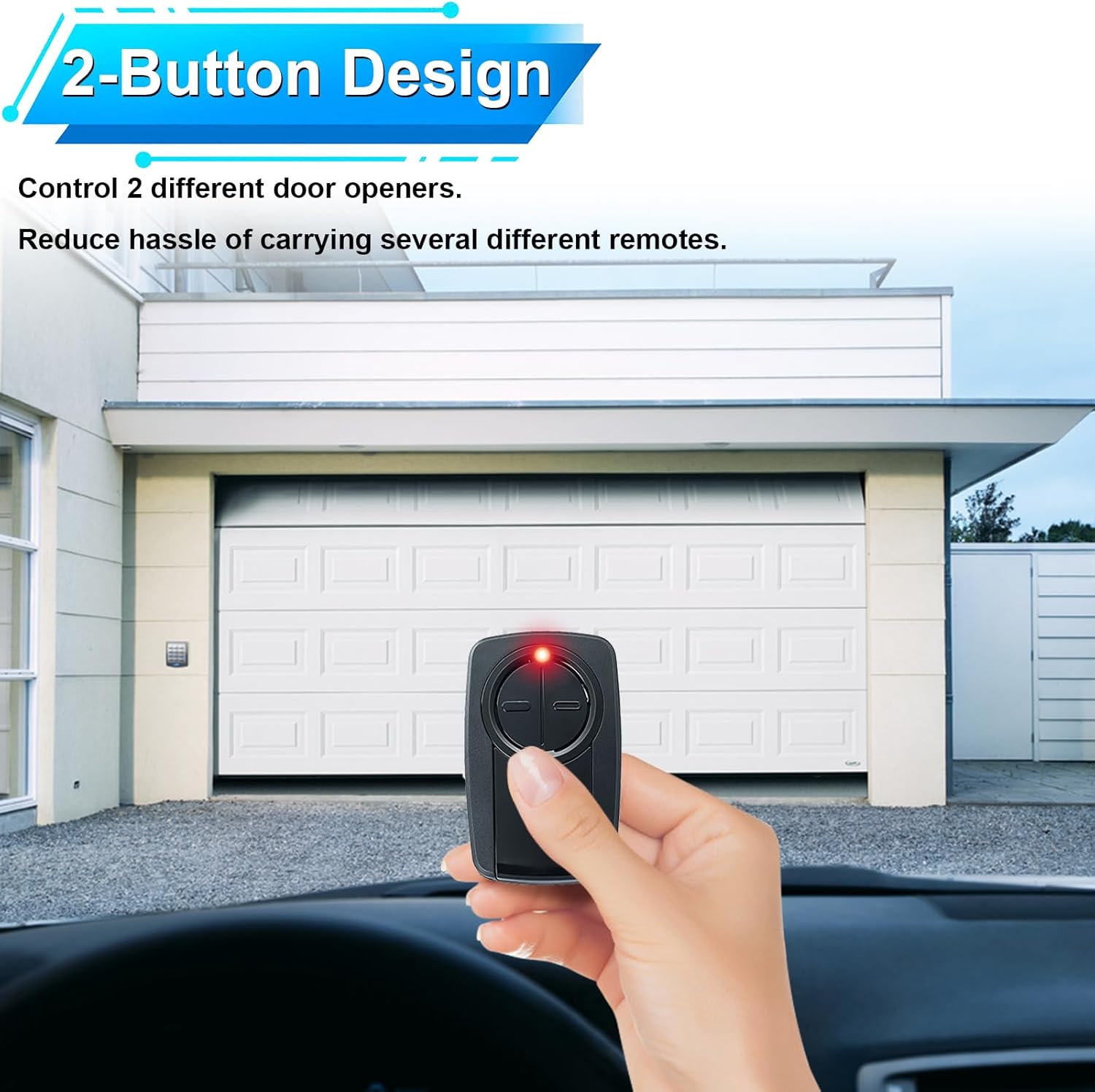 380UT 375UT 375LM 2-Button Remote Control, Klik5U-Bk2 Clicker for Chamberlain Liftmaster Craftsman Genie Garage Door Opener, Wireless Keyless for Red/Orange/Purple/Green/Yellow Button, Dip Switch 3pk