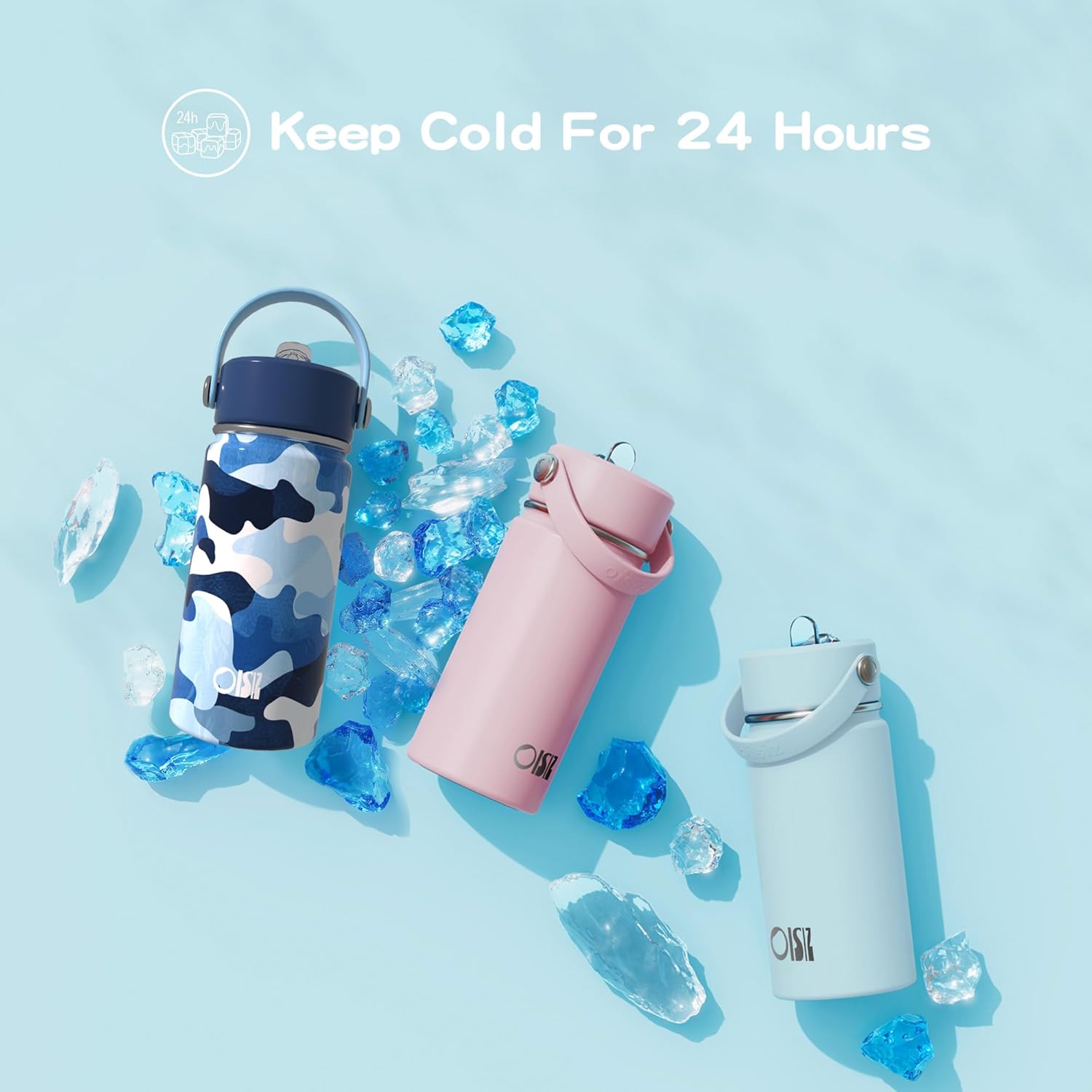 OISIZ Kids Water Bottle with Straw Lid 14oz, Vacuum Insulated 316 Stainless Steel Water Bottles for Kids for School, Leakproof Water Bottle, BPA Free and Keep Cold for 24 Hours - Image 4