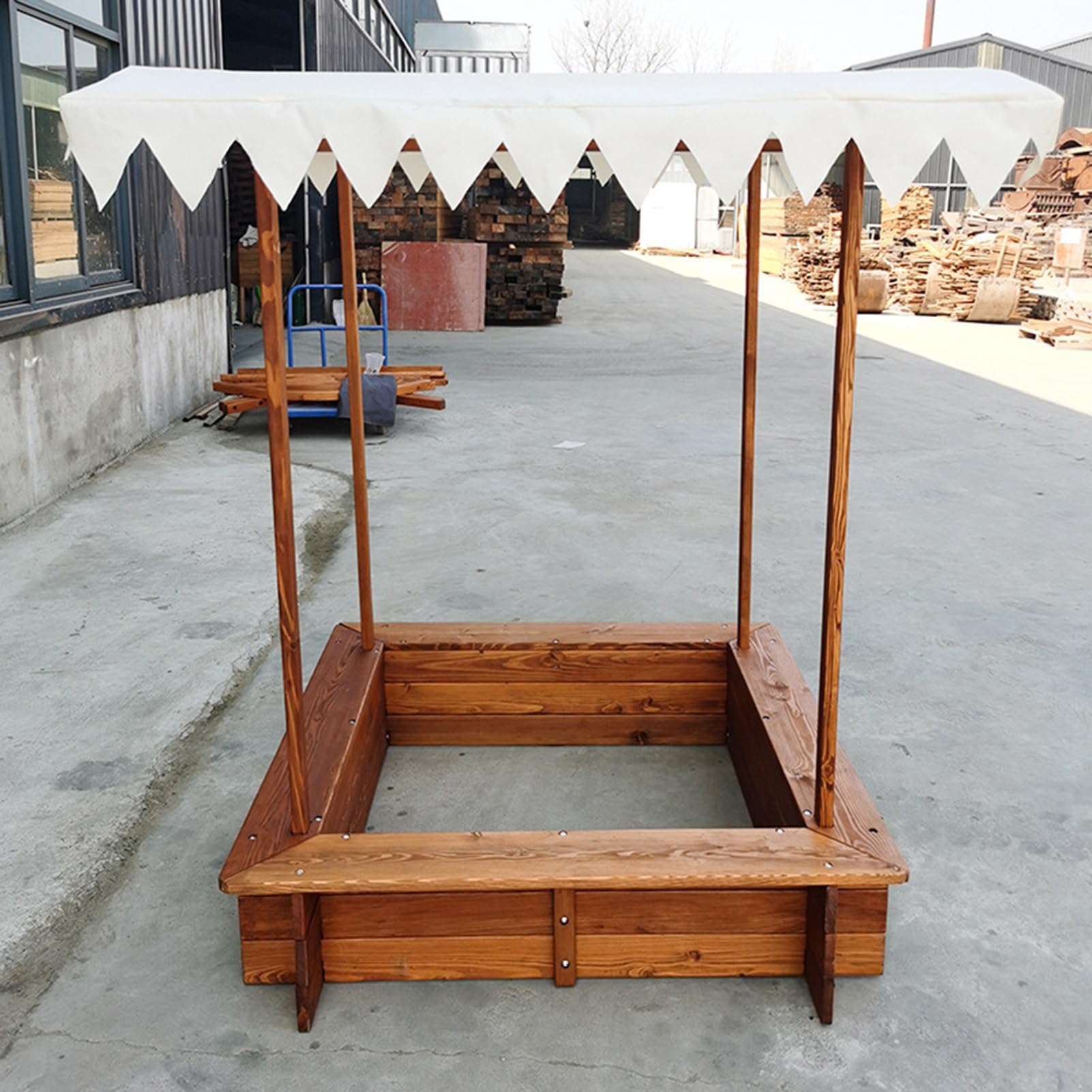 KGXUELING Arenero con Tapa y Cubierta, Arenero Grande de Madera con Toldo, Arenero para La Playa Patio Al Aire Libre Patio Trasero