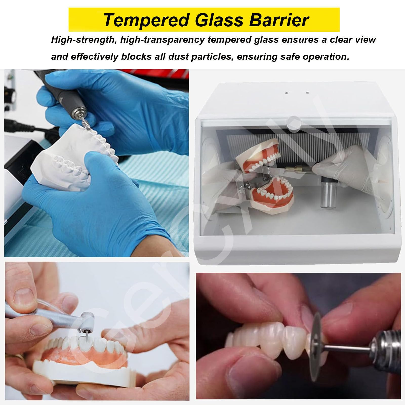 Caja Polvo para Laboratorio Dental con Filtros,Cabina de Arenado de sobremesa,Cajas de recolección de Polvo,para esmerilar, Grabar, pulir, taladrar y Cortar