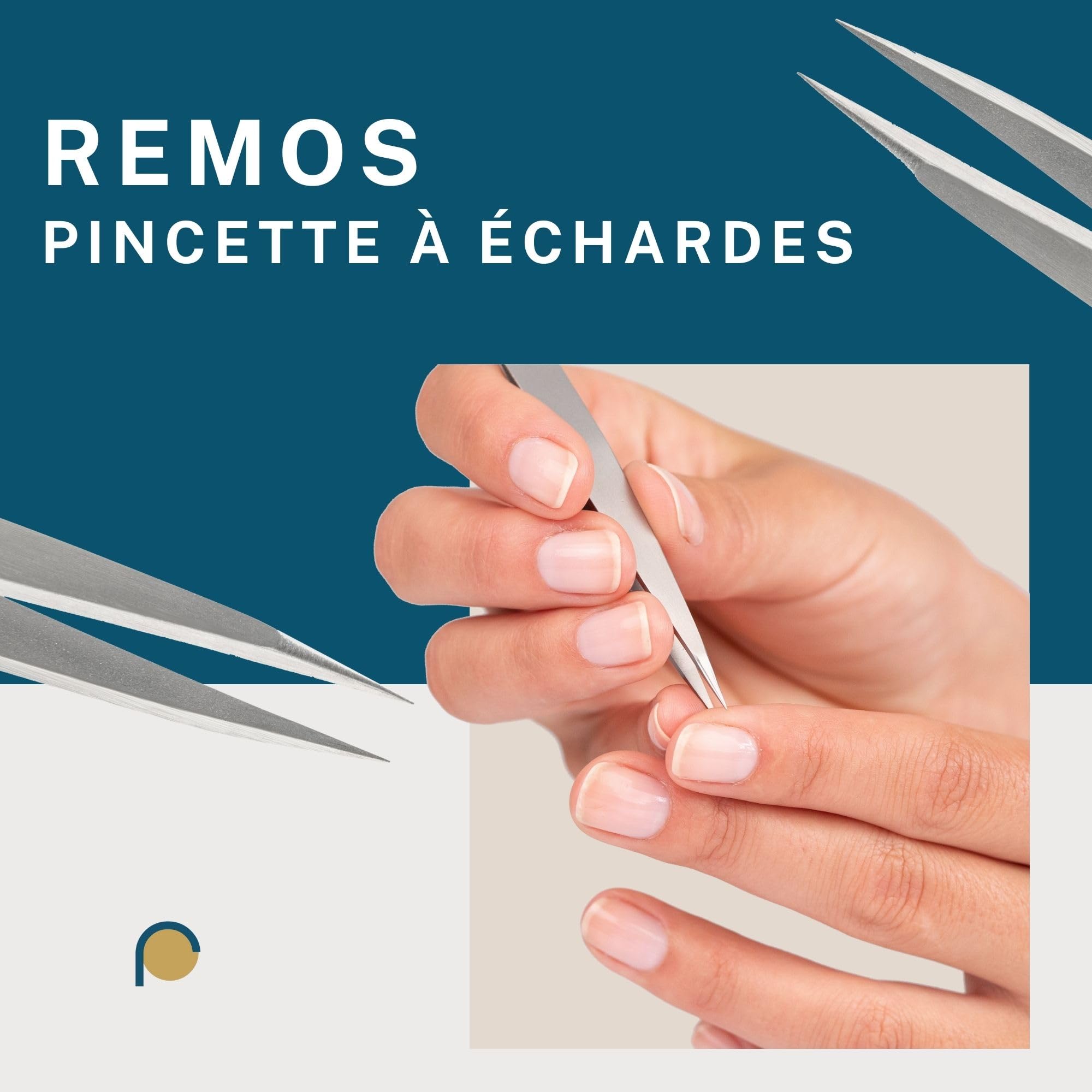 REMOS Pince à épiler professionnelle 3-pièce avec pince à sourcils, pince à épiler et pince à épiler combinée en blue foncé