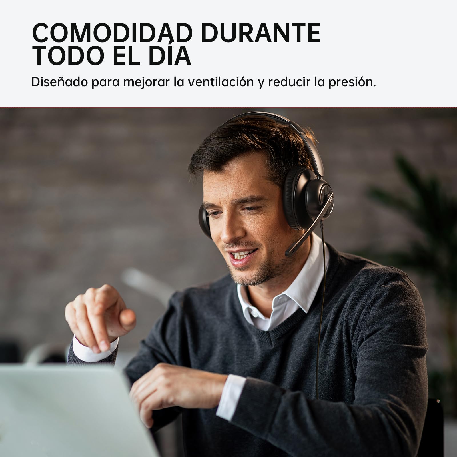EKSA H8 Auriculares USB con micrófono,Cascos con Microfono Cancelación de Ruido,Controles en Línea, Auriculares con Cable 3.5mm/USB A+C para Centro de Llamadas/Oficina/Zoom