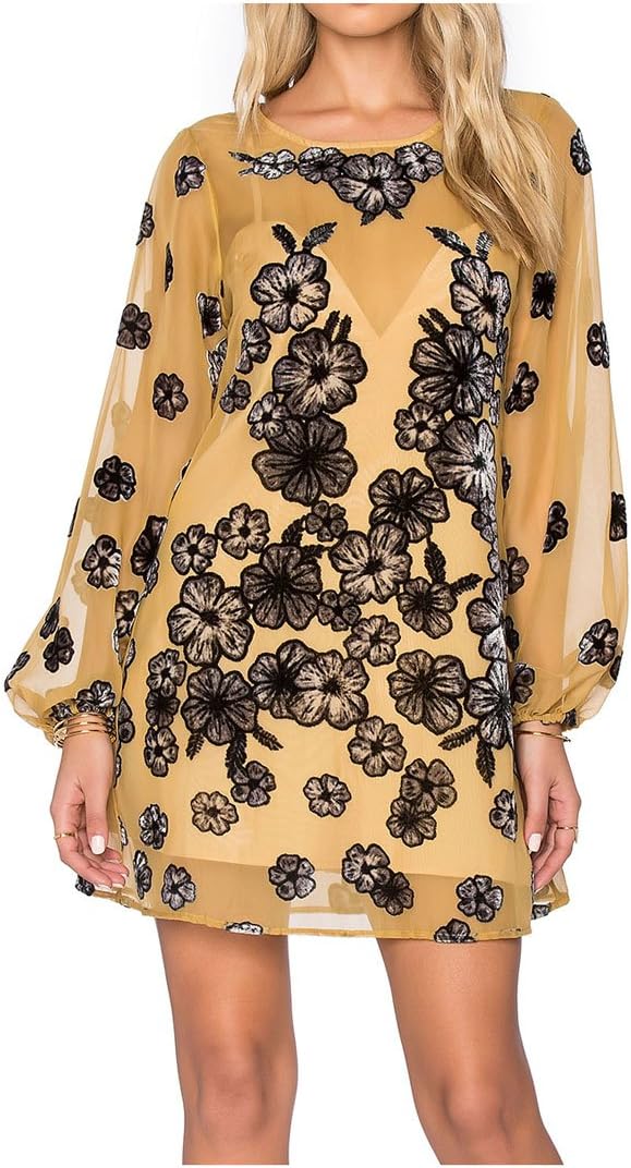 Women's Chiffon Flower Micro Mini Cocktail Party Club Shirt Dress Top