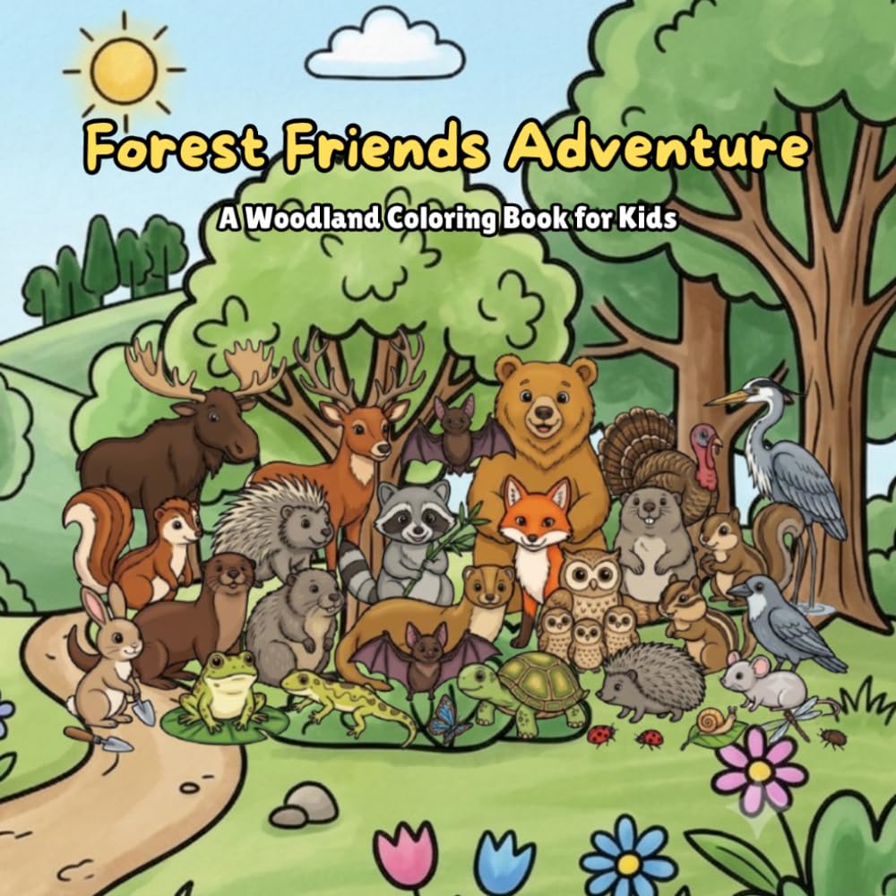 Forest Friends Adventure: A Woodland Coloring Book for Kids