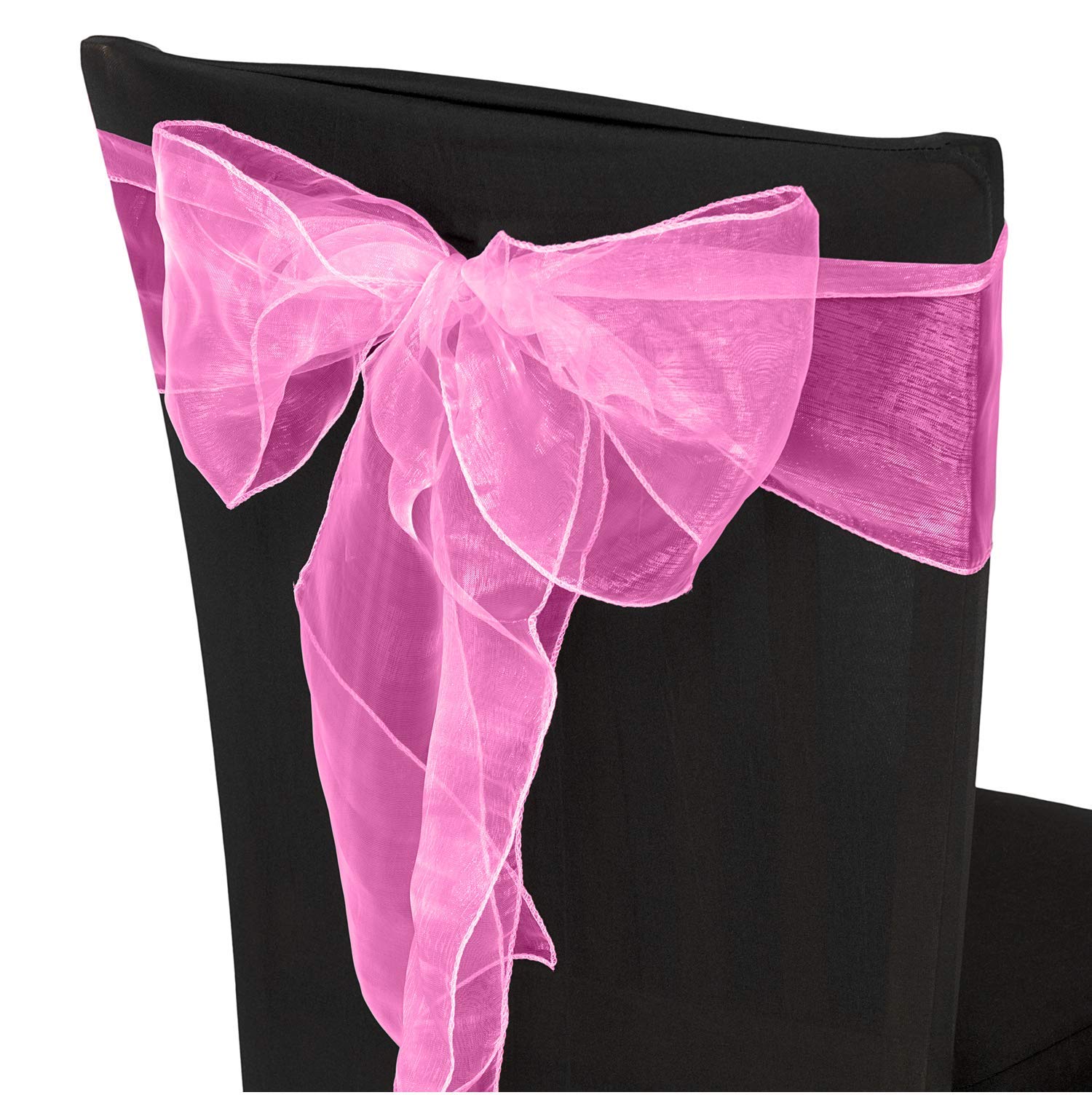Trimming Shop Bubble Gum Pink Organza Sashes Chair Cover Assorted Colour Fuller Bow Sash Ribbon for Birthday, Wedding, Banquet Party, Event Decoration,17cm x 280cm, 100pcs